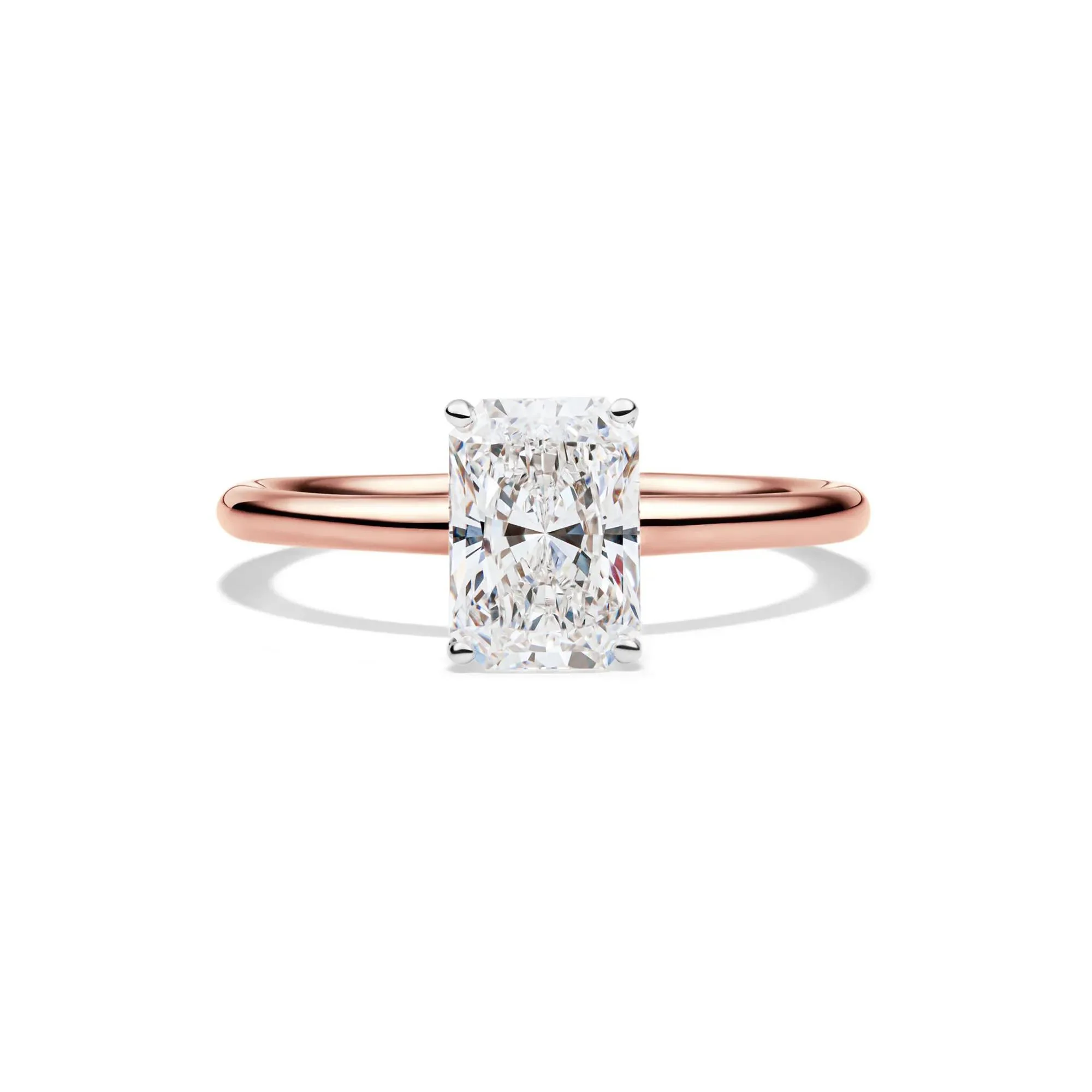 Lab Grown Diamond Radiant-Cut Solitaire Ring 14K Rose Gold (1/2 CT.) Size 6 2mm
