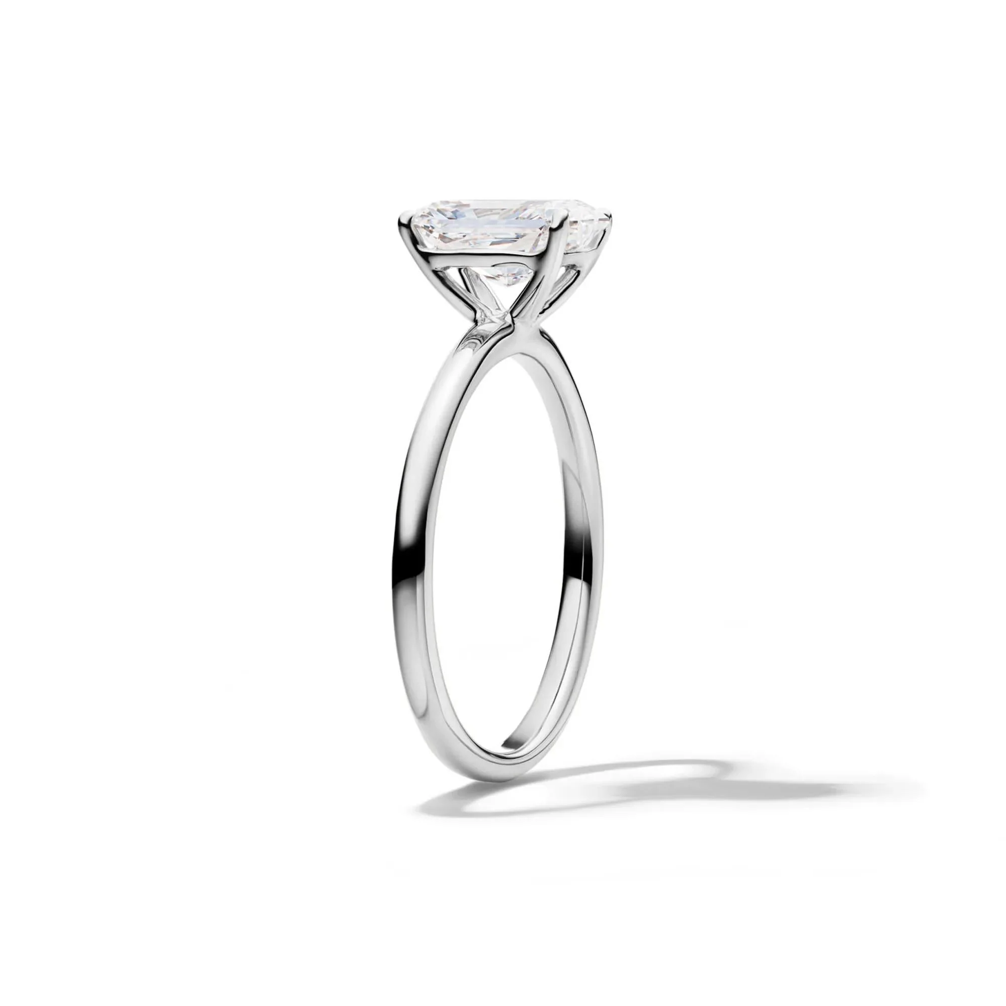 Lab Grown Diamond Radiant-Cut Solitaire Ring 14K White Gold (1/2 CT.) Size 4 2mm - Image 3
