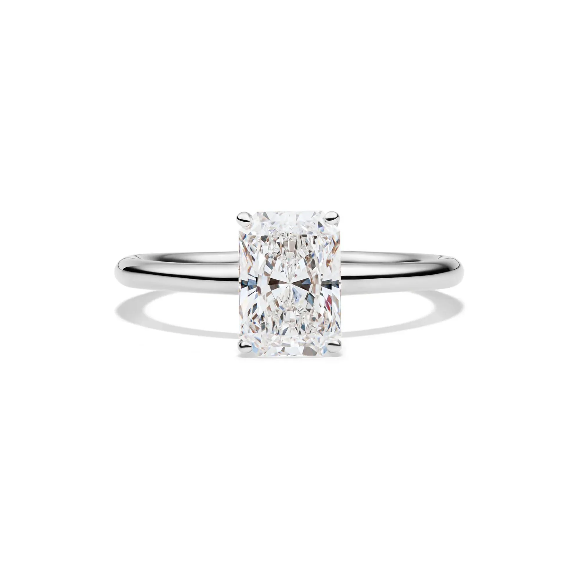 Lab Grown Diamond Radiant-Cut Solitaire Ring 14K White Gold (1/2 CT.) Size 7.5 2mm