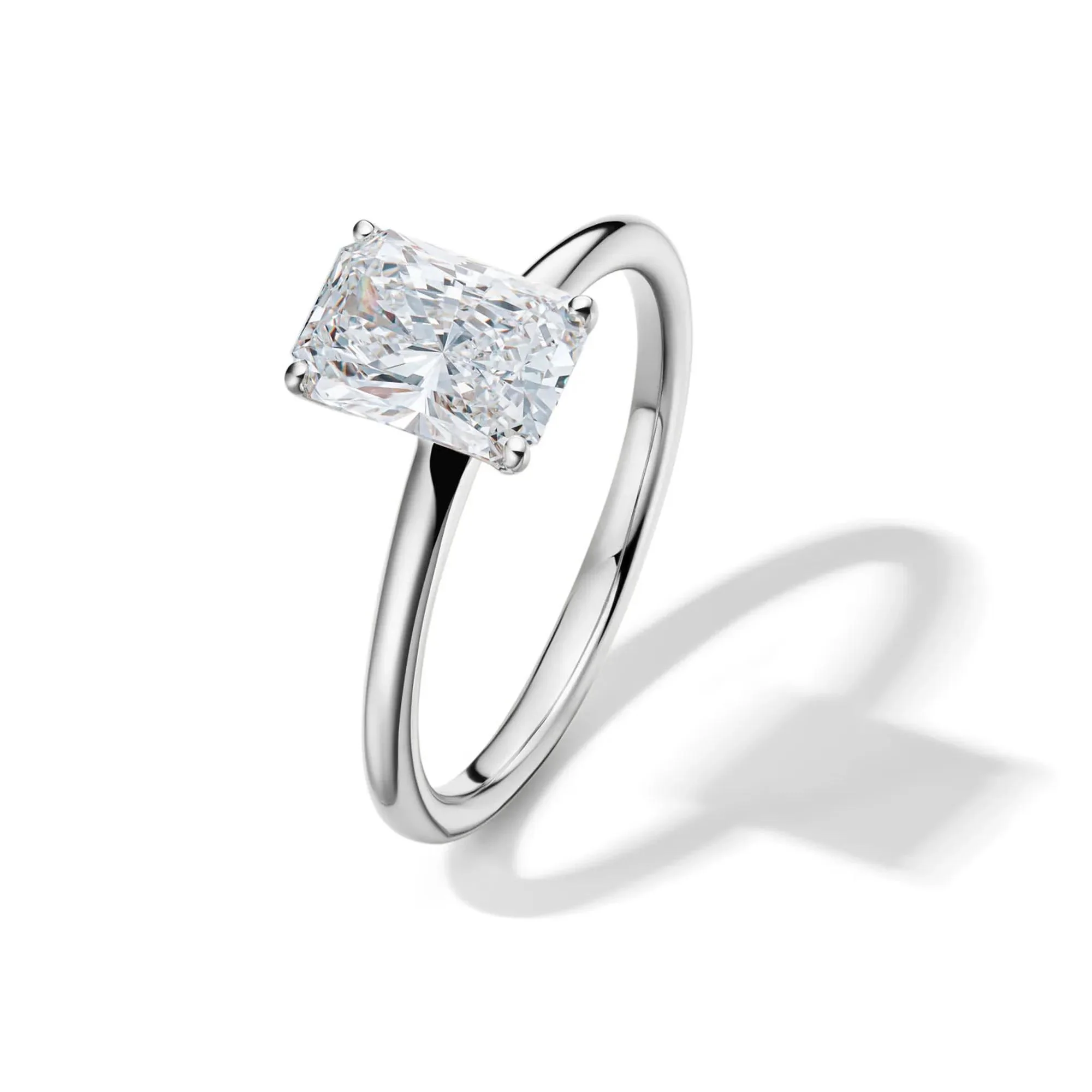 Lab Grown Diamond Radiant-Cut Solitaire Ring 14K White Gold (1/2 CT.) Size 9.5 2mm - Image 4