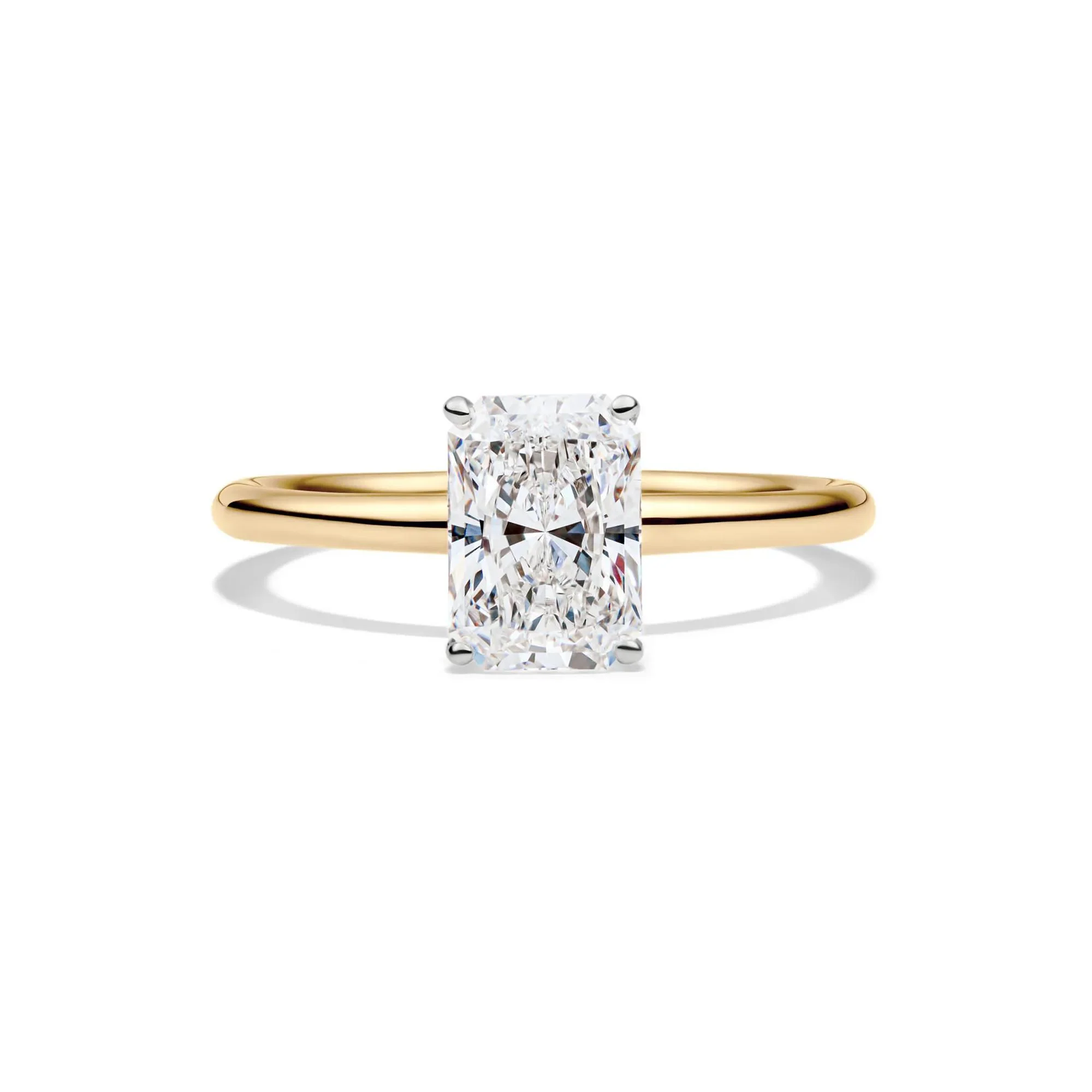 Lab Grown Diamond Radiant-Cut Solitaire Ring 14K Yellow Gold (1/2 CT.) Size 6.5 2mm