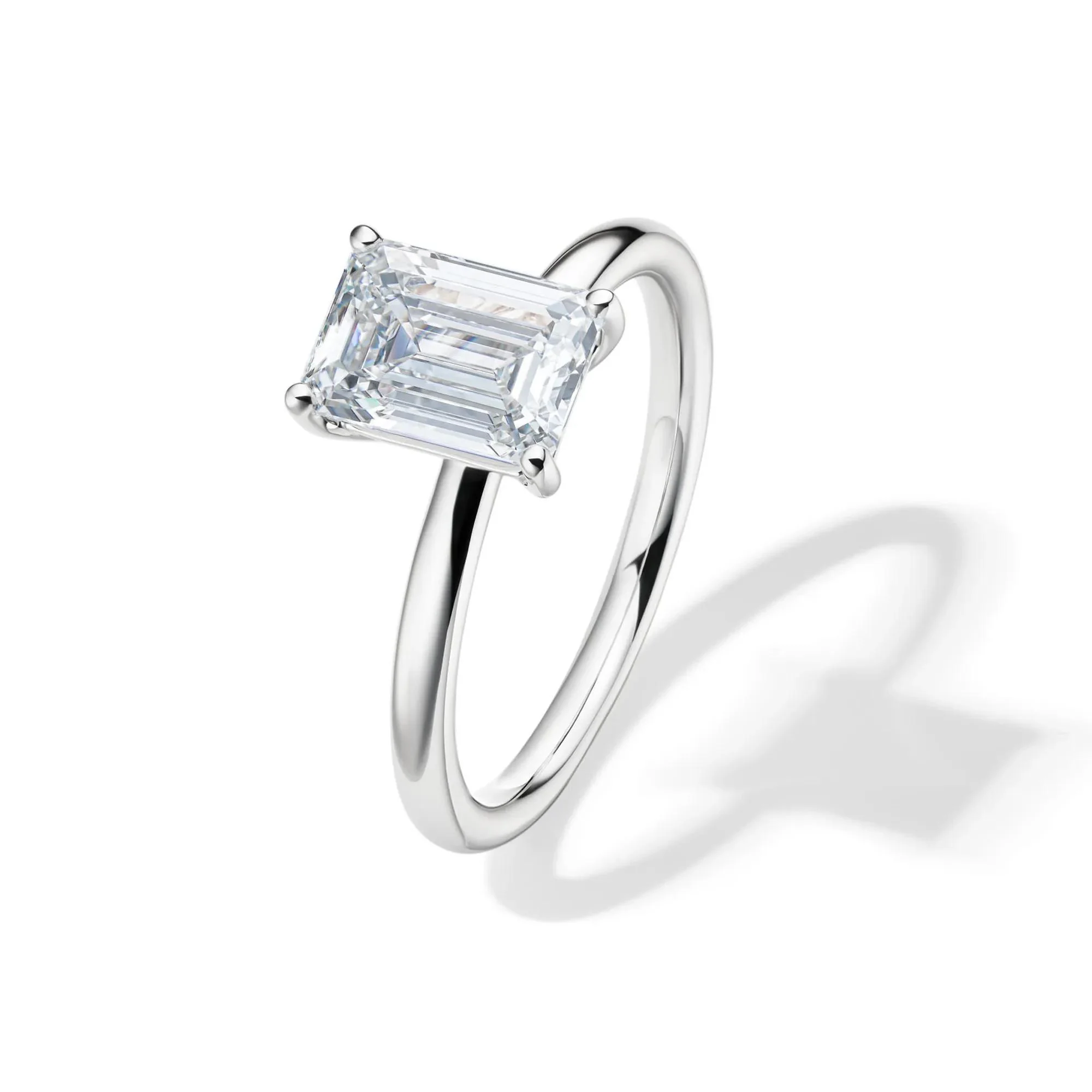 Lab Grown Diamond Emerald-Cut Solitaire Ring Platinum (2 CT.) White Size 9.5 2mm - Image 4