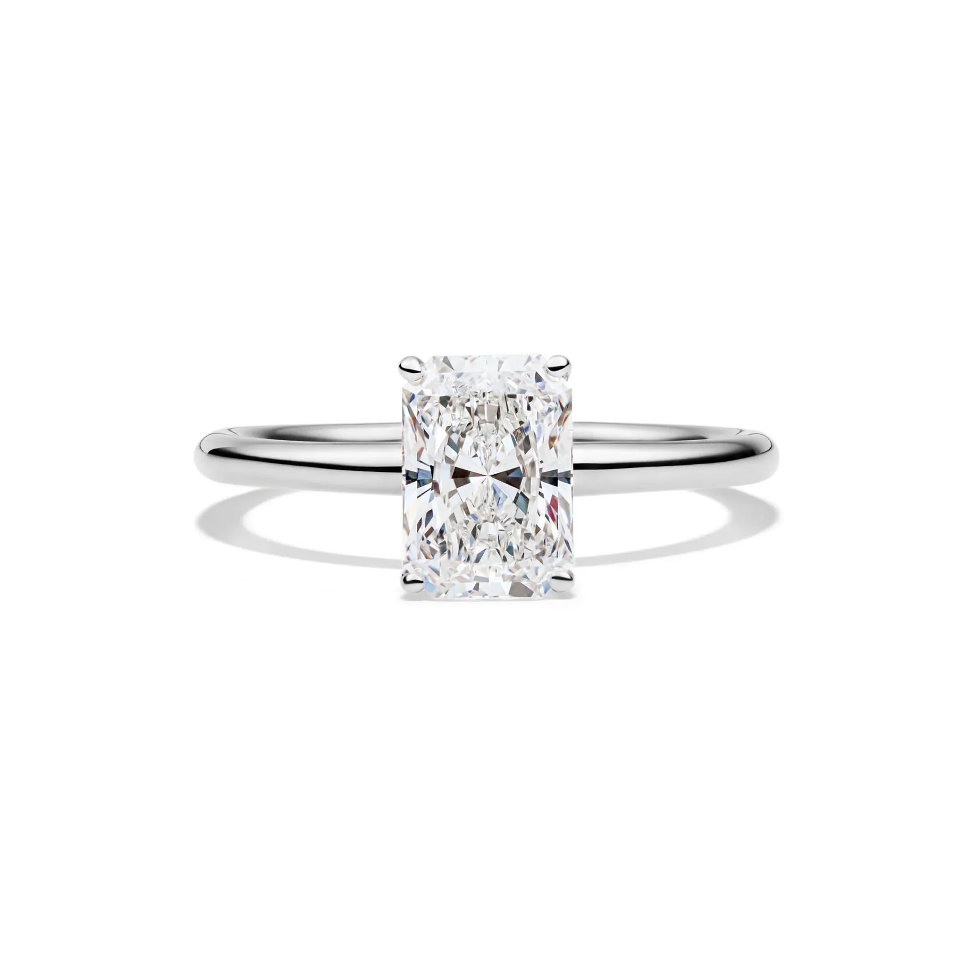 Lab Grown Diamond Radiant-Cut Solitaire Ring Platinum (1/2 CT.) White Size 6 2mm