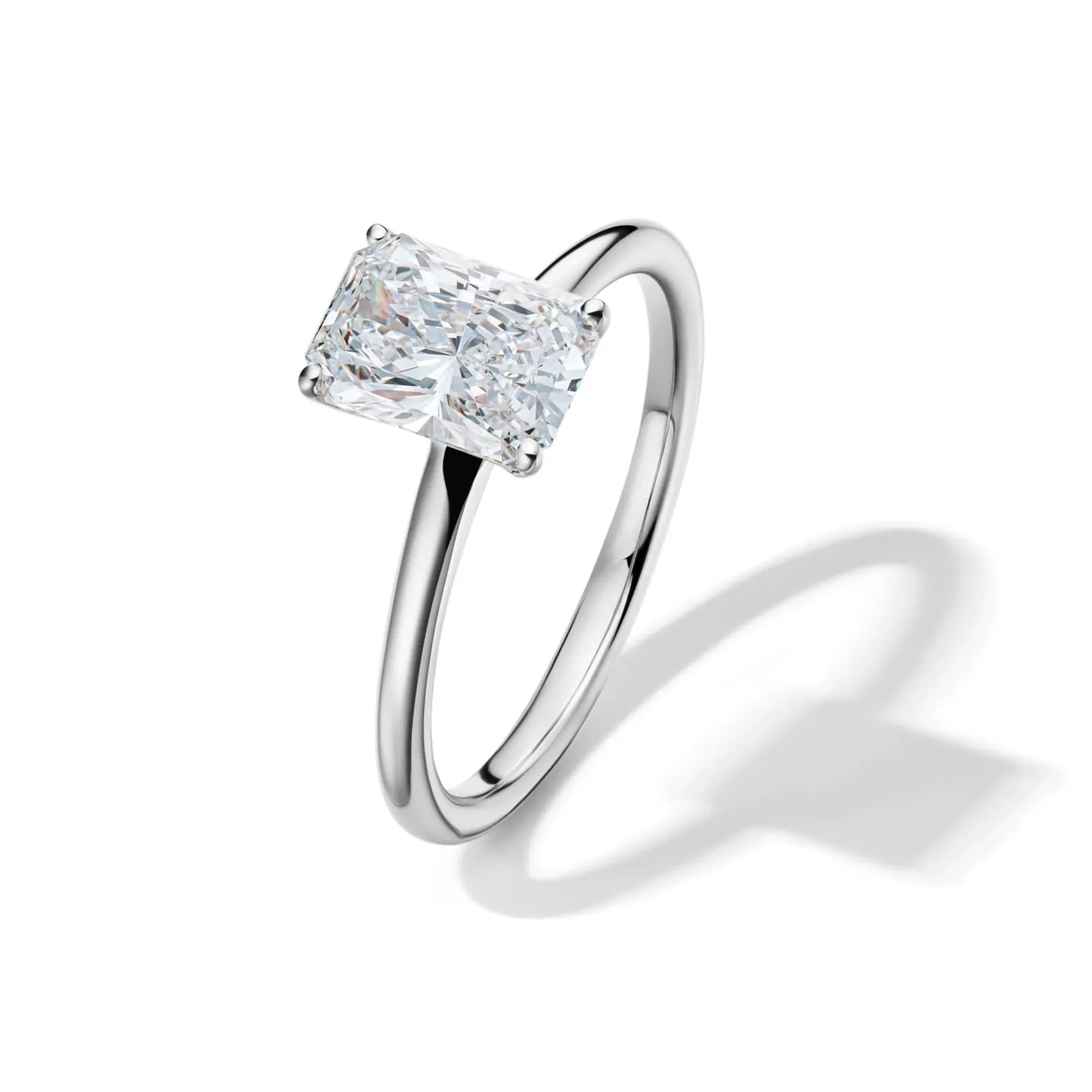 Lab Grown Diamond Radiant-Cut Solitaire Ring Platinum (1/2 CT.) White Size 7.5 2mm - Image 4