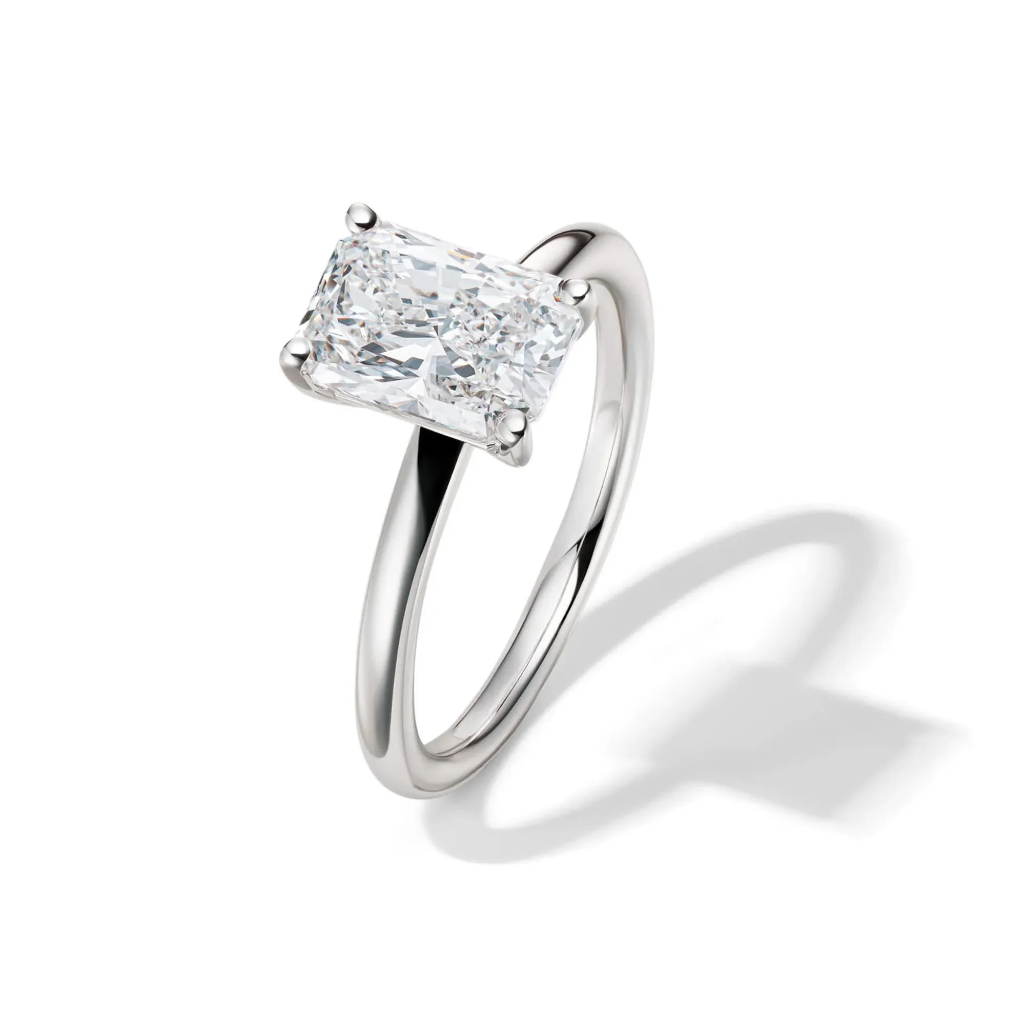 Lab Grown Diamond Radiant-Cut Solitaire Ring 14K White Gold (2 CT.) Size 6 2mm - Image 4