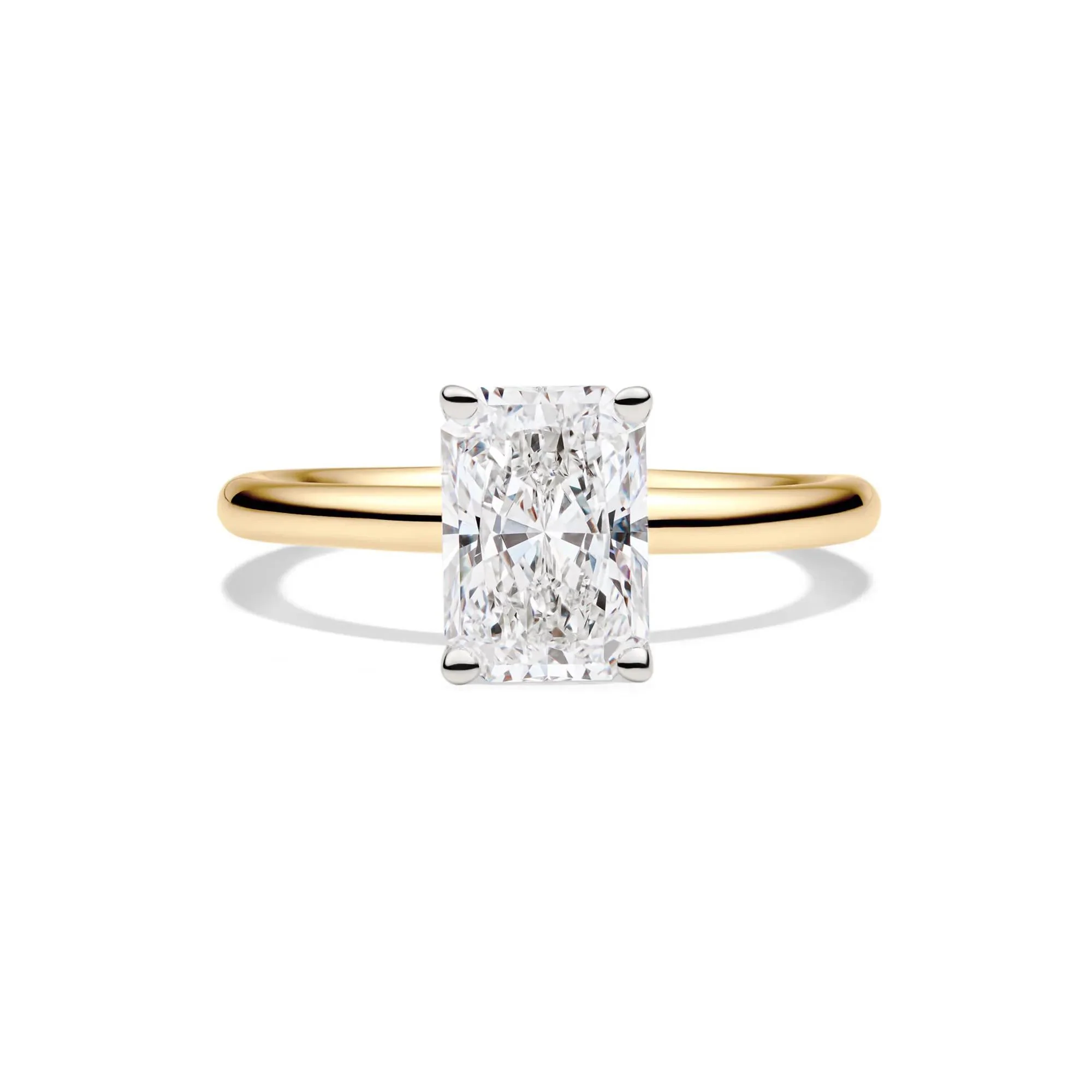 Lab Grown Diamond Radiant-Cut Solitaire Ring 14K Yellow Gold (2 CT.) Size 9.5 2mm