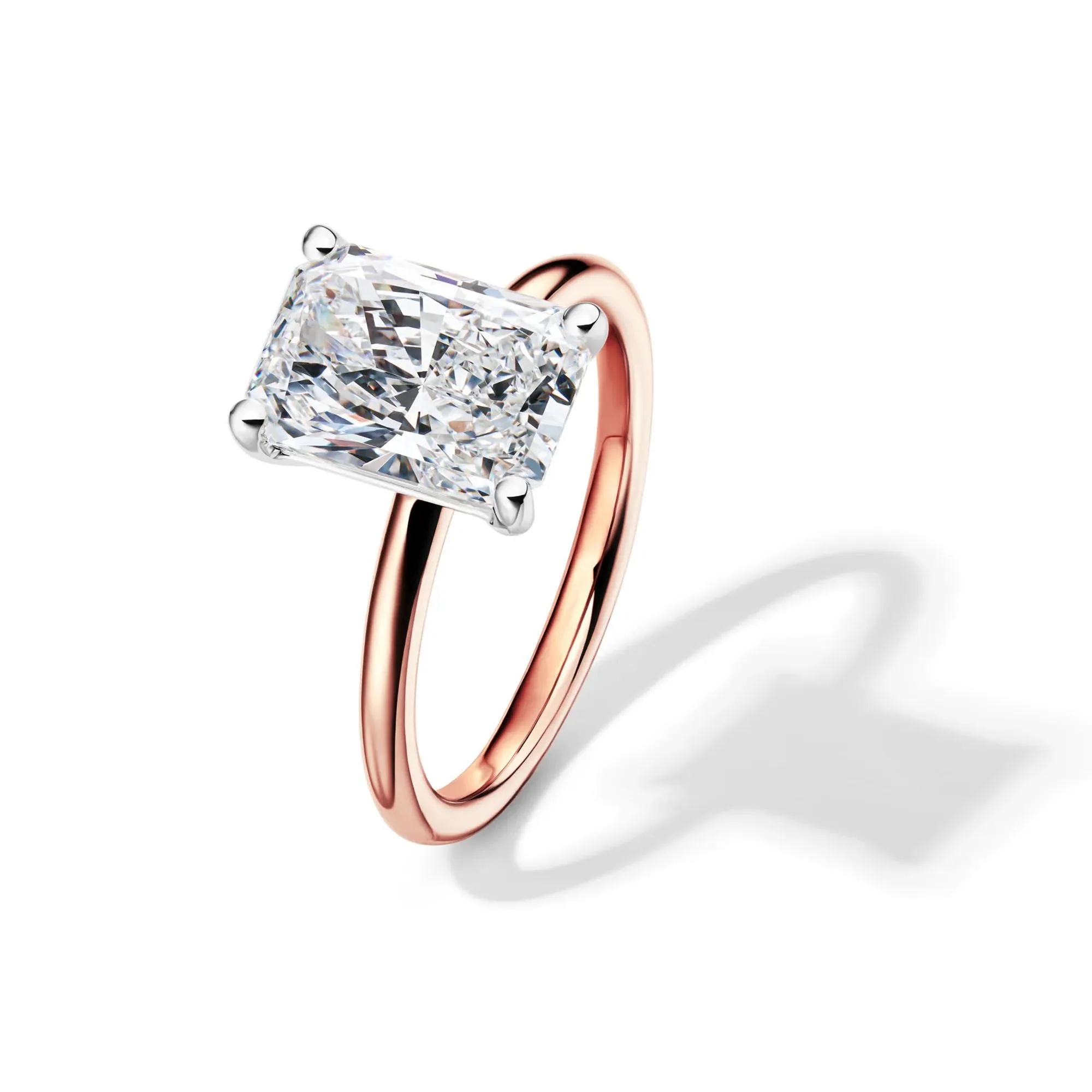 Lab Grown Diamond Radiant-Cut Solitaire Ring 14K Rose Gold (3 CT.) Size 6 2mm - Image 4