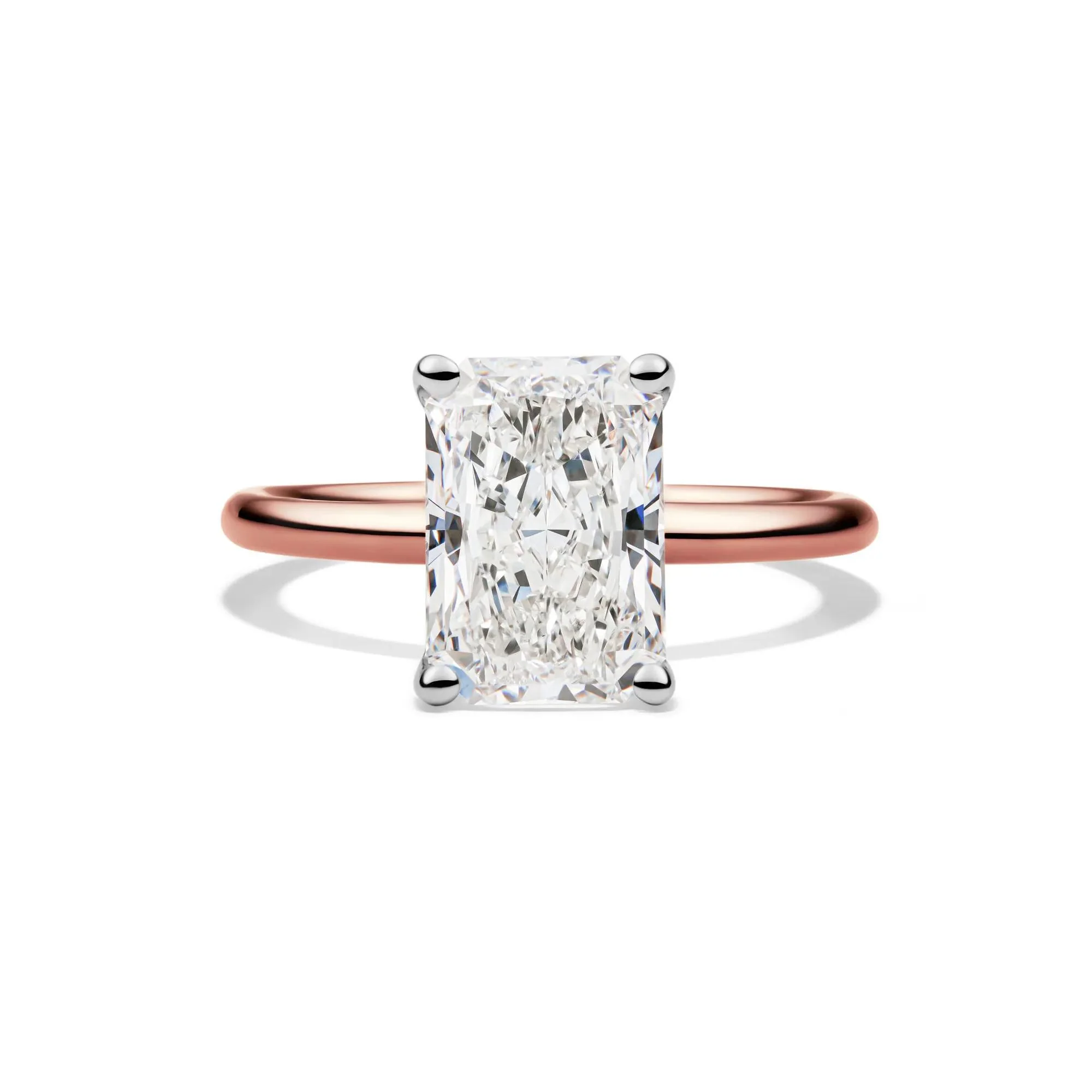 Lab Grown Diamond Radiant-Cut Solitaire Ring 14K Rose Gold (3 CT.) Size 9 2mm