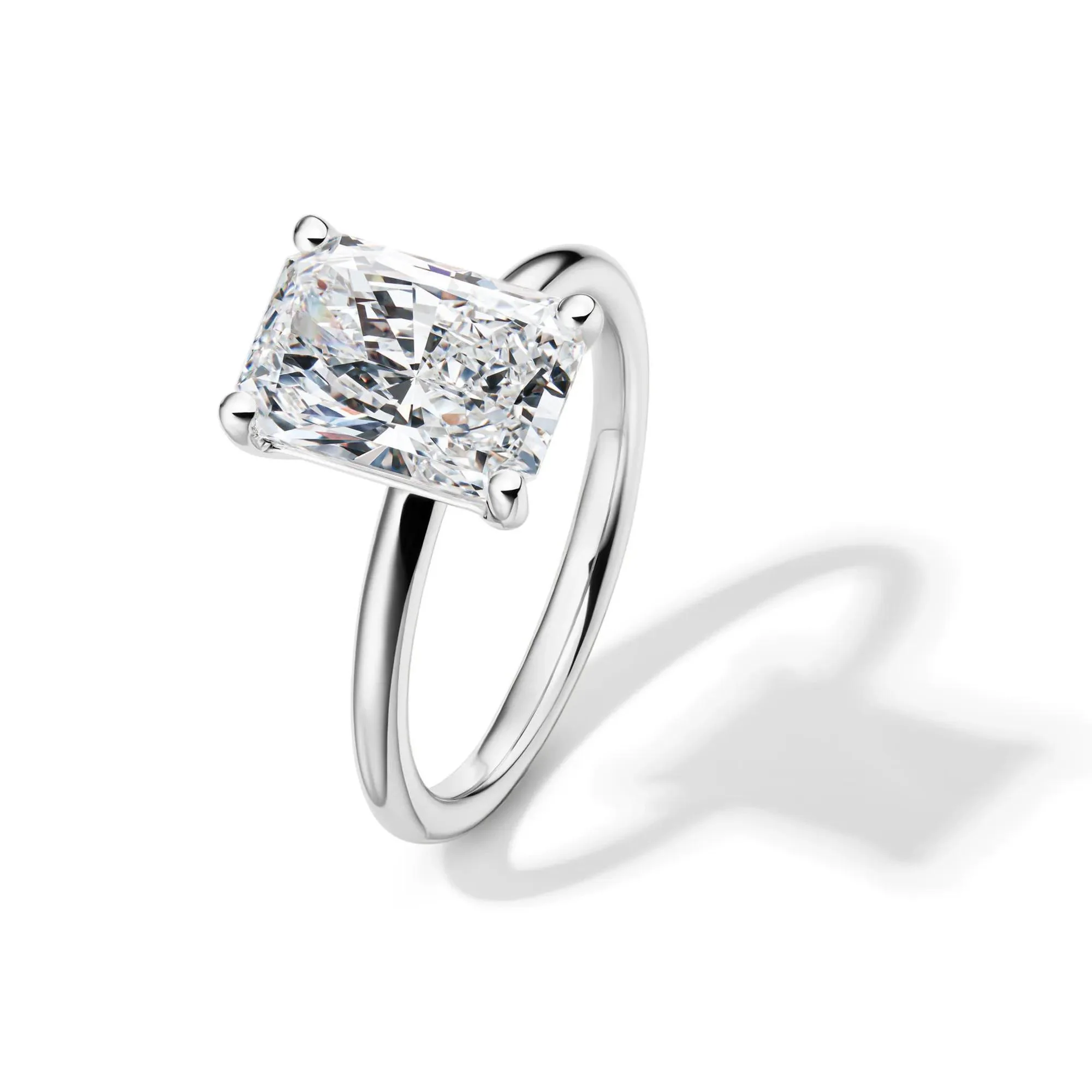 Lab Grown Diamond Radiant-Cut Solitaire Ring 14K White Gold (3 CT.) Size 6.5 2mm - Image 4