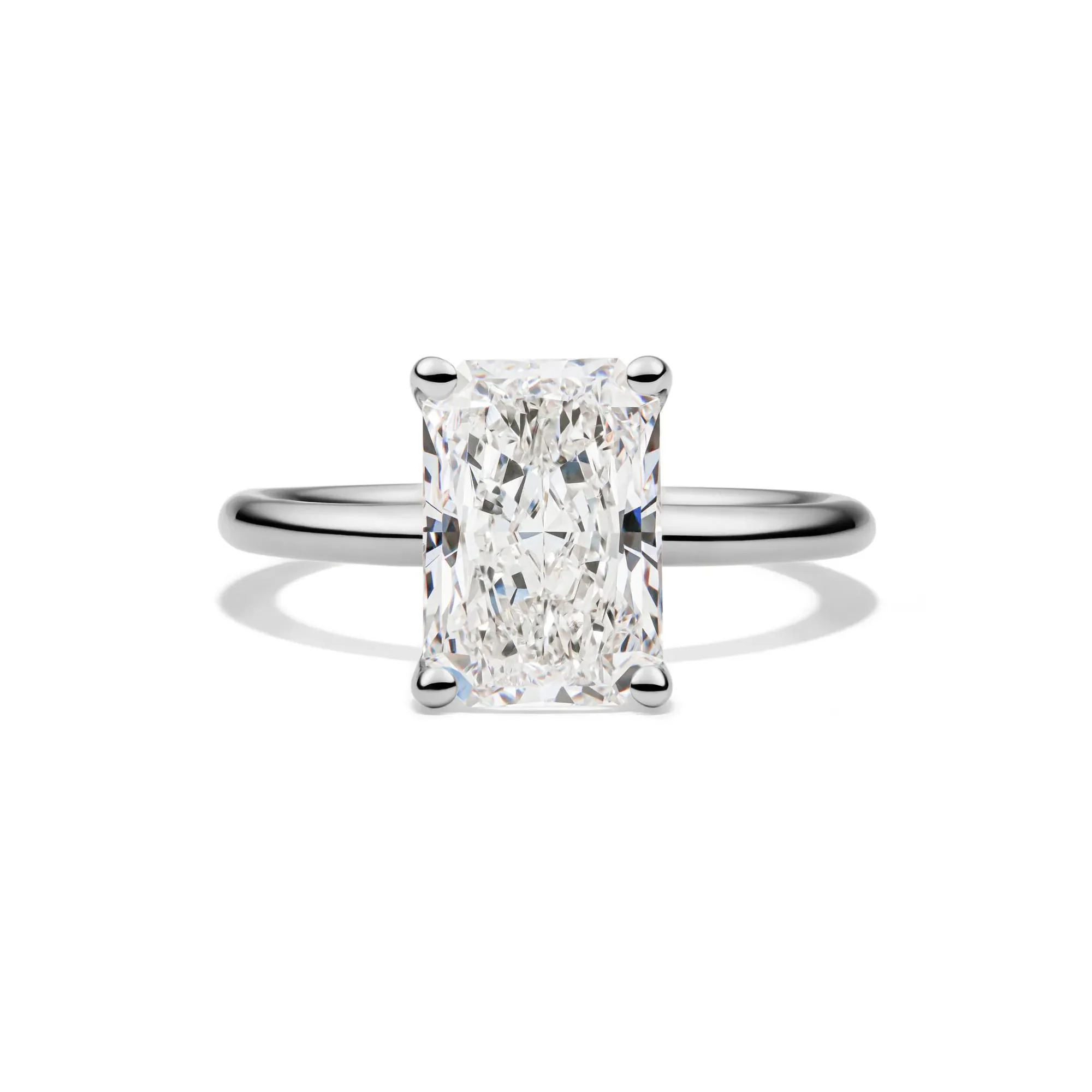 Lab Grown Diamond Radiant-Cut Solitaire Ring 14K White Gold (3 CT.) Size 9.5 2mm