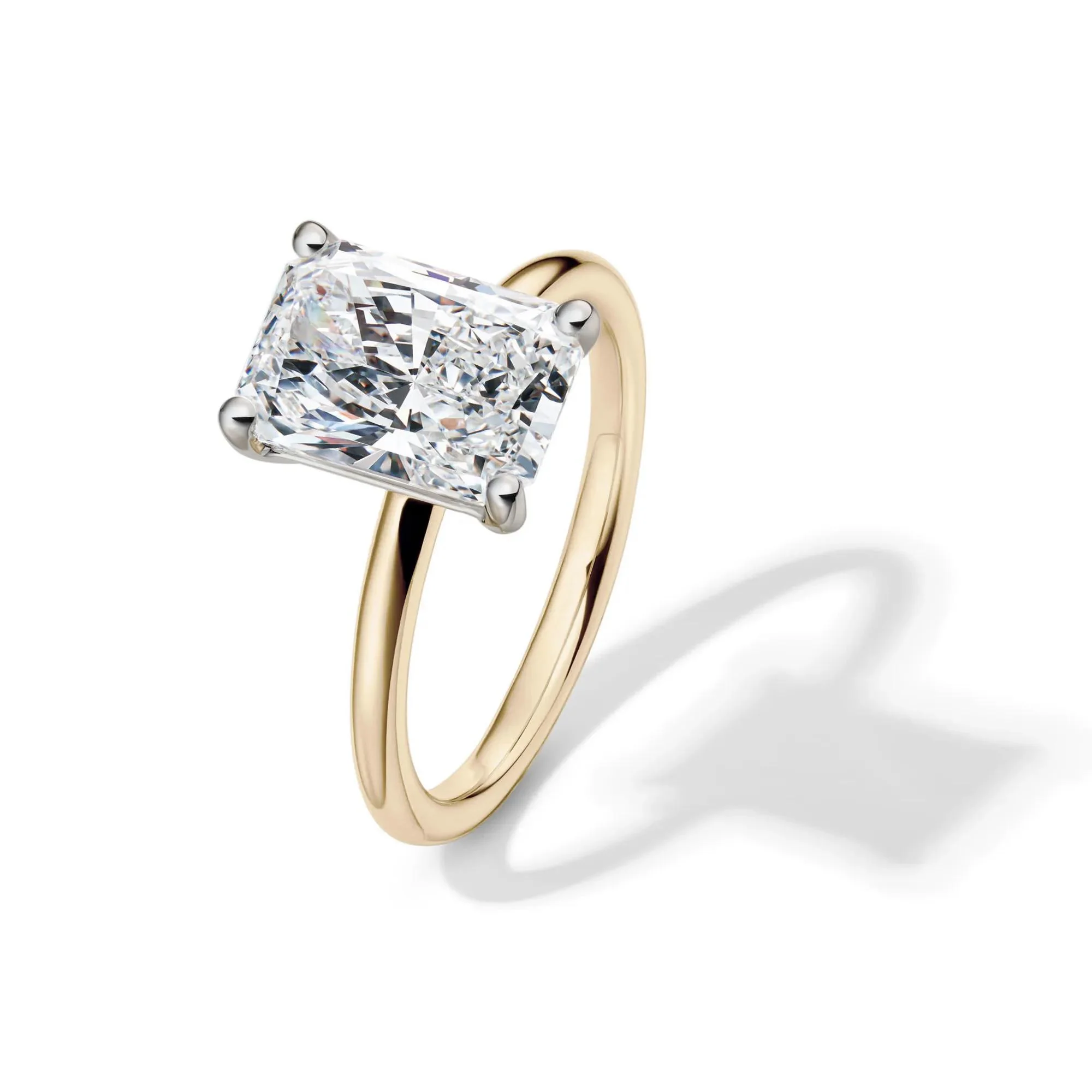 Lab Grown Diamond Radiant-Cut Solitaire Ring 14K Yellow and White Gold (3 CT.) Size 4 2mm - Image 4