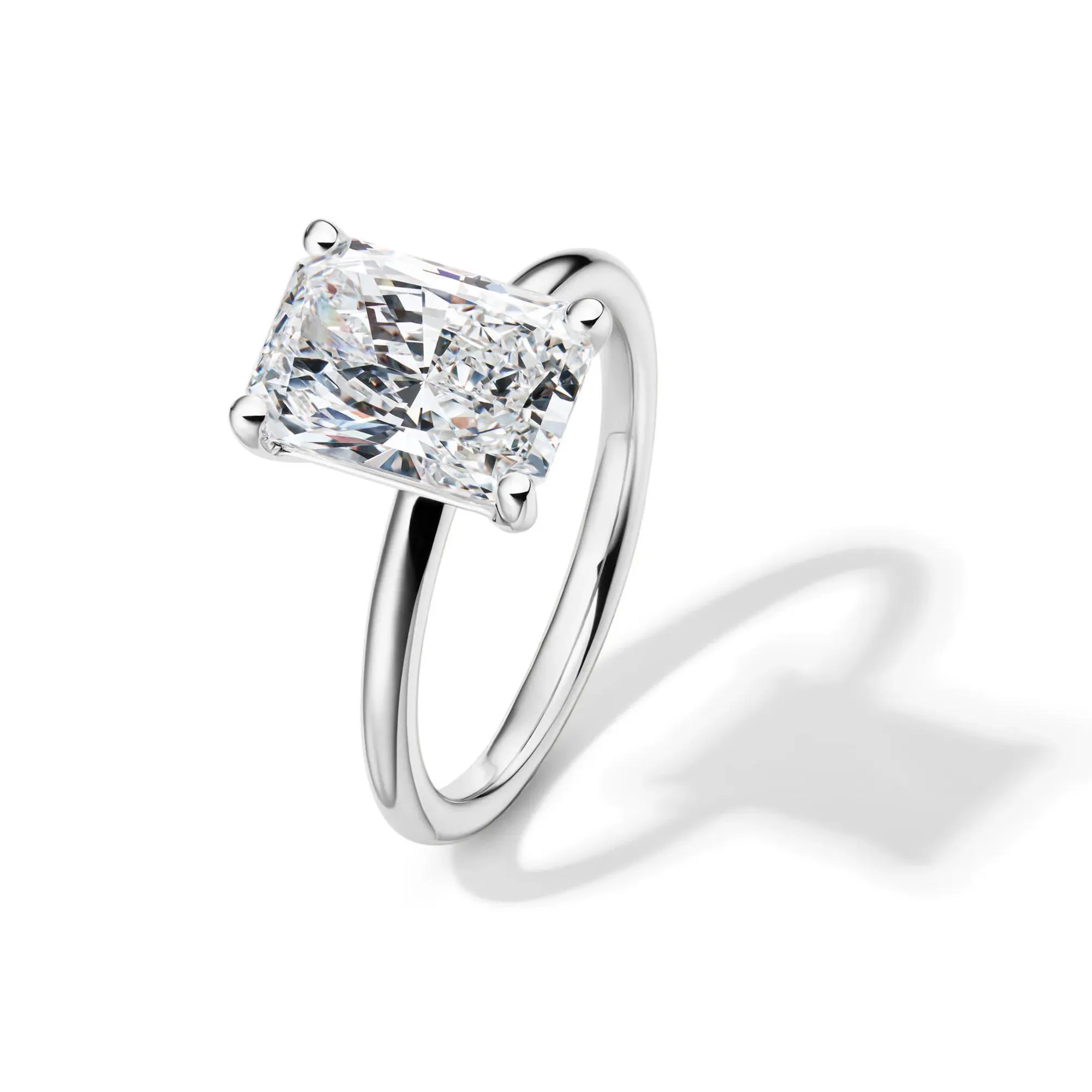 Lab Grown Diamond Radiant-Cut Solitaire Ring Platinum (3 CT.) White Size 10 2mm - Image 4