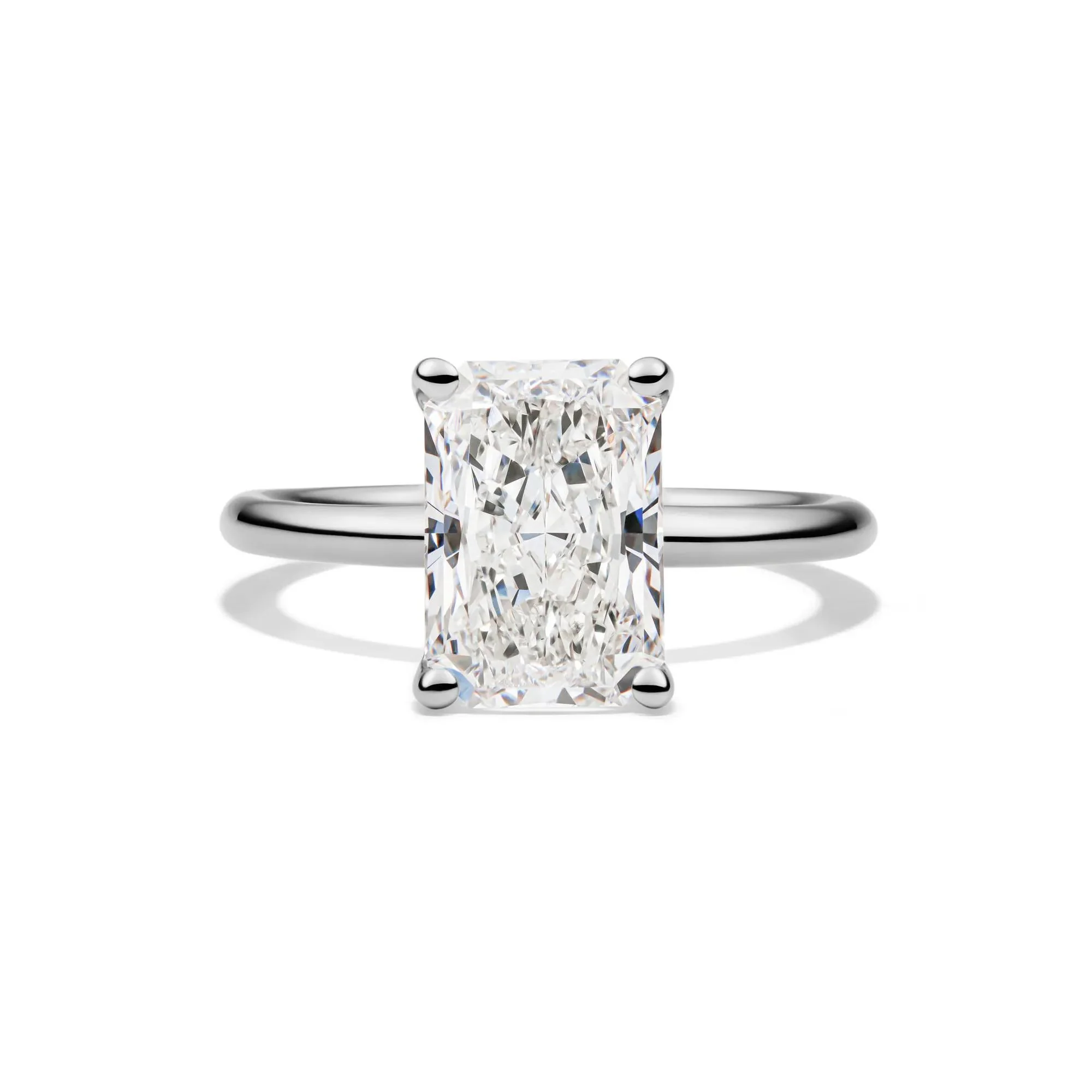 Lab Grown Diamond Radiant-Cut Solitaire Ring Platinum (3 CT.) White Size 9.5 2mm