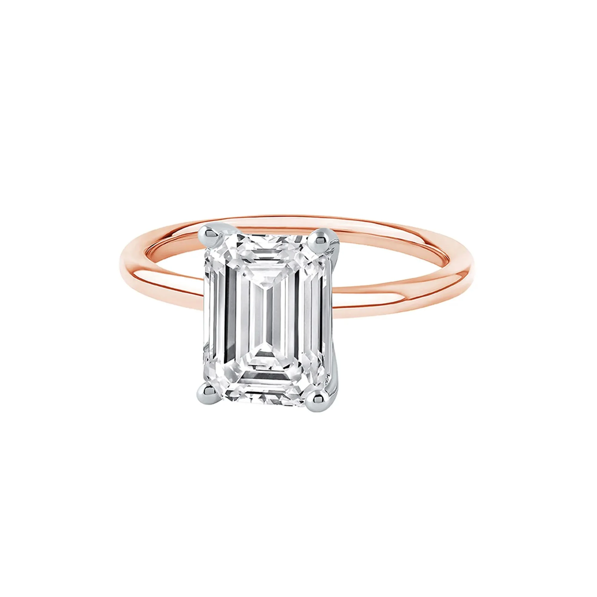 Lab Grown Diamond Emerald-Cut Solitaire Ring 14K Rose Gold (3 CT.) Size 9 2mm - Image 4