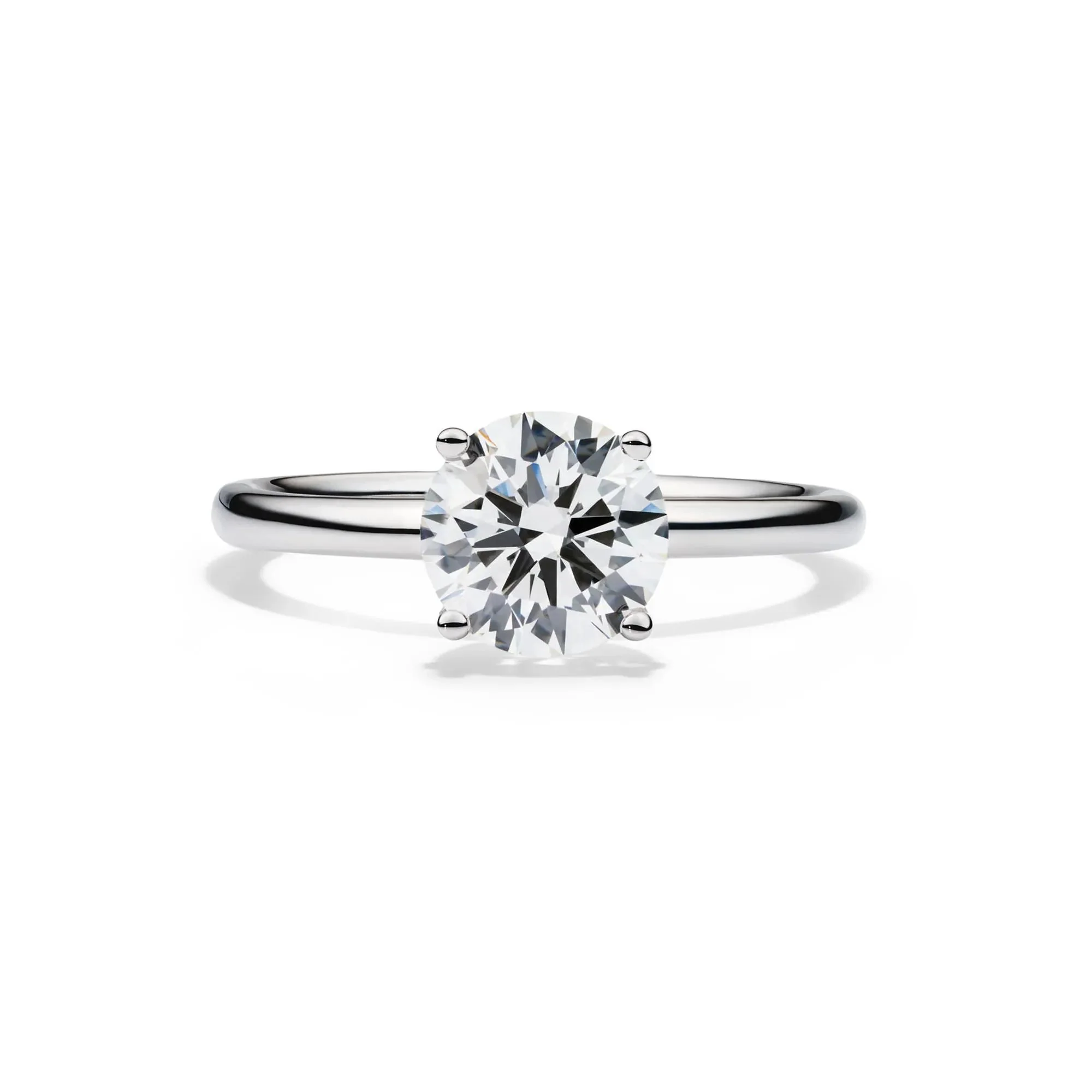 Lab Grown Diamond Solitaire Round Engagement Ring Platinum (1/2 CT.) White Size 4 2mm