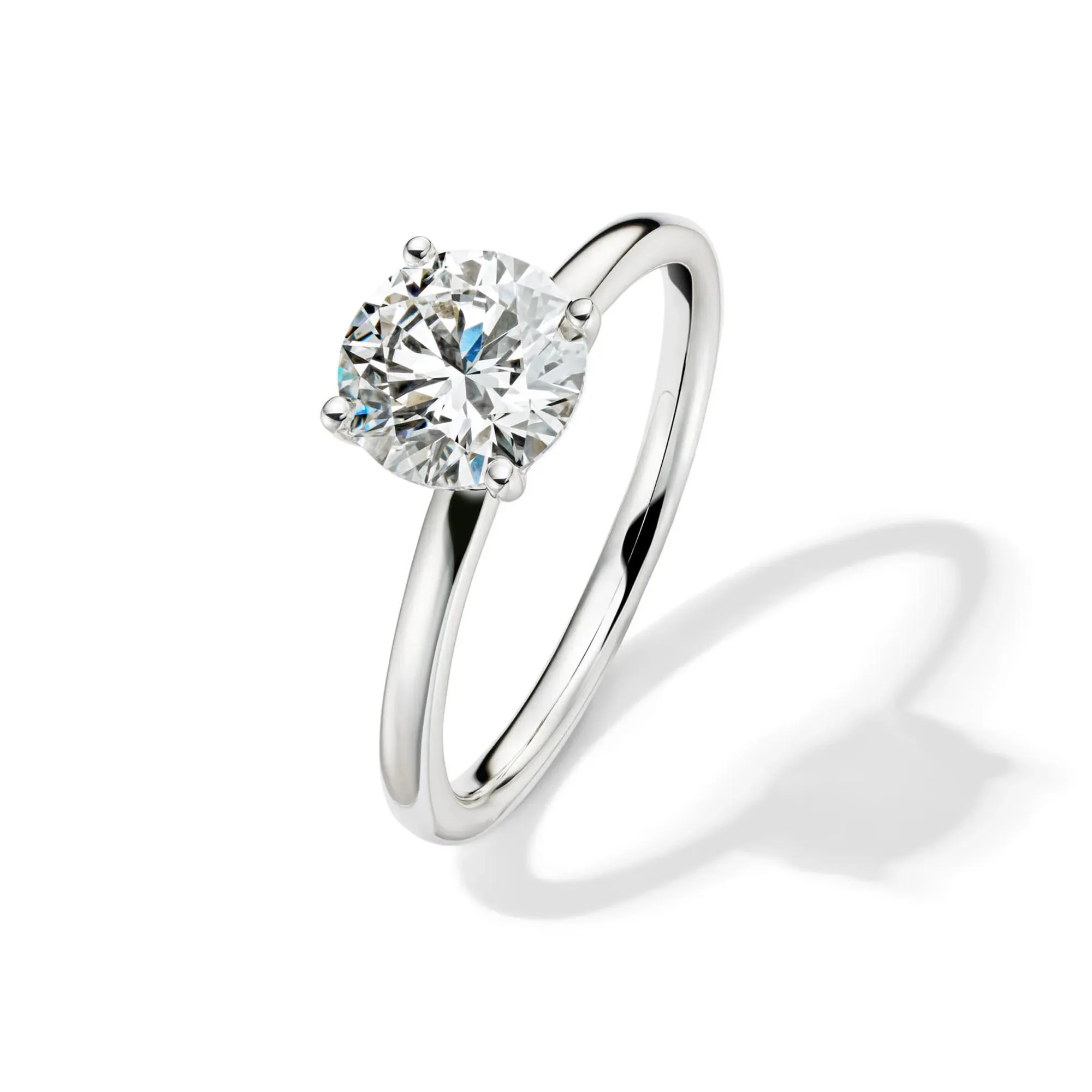 Lab Grown Diamond Solitaire Round Engagement Ring Platinum (1/2 CT.) White Size 8 2mm - Image 4