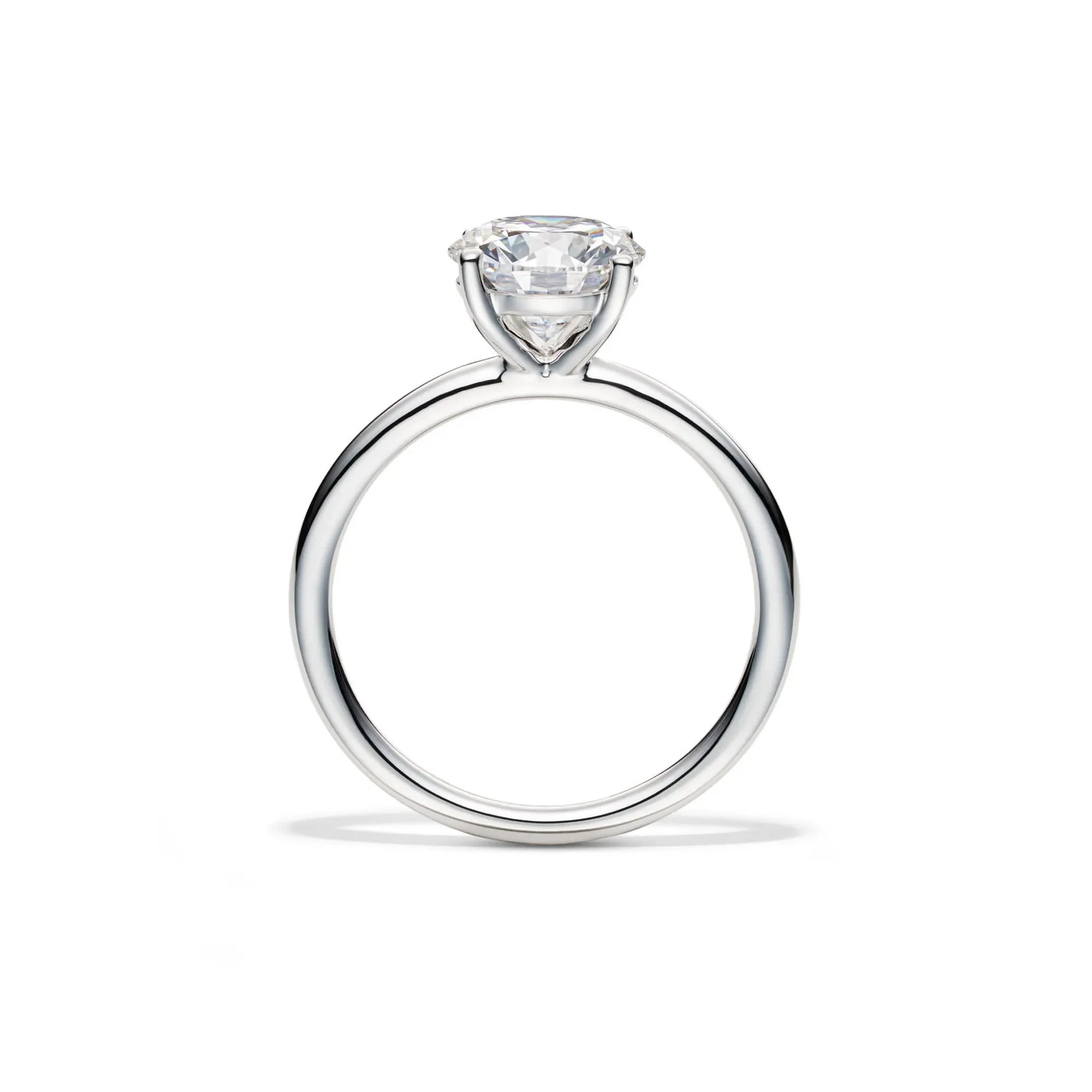 Lab Grown Diamond Solitaire Round Engagement Ring Platinum (2 CT.) White Size 5.5 2mm - Image 2