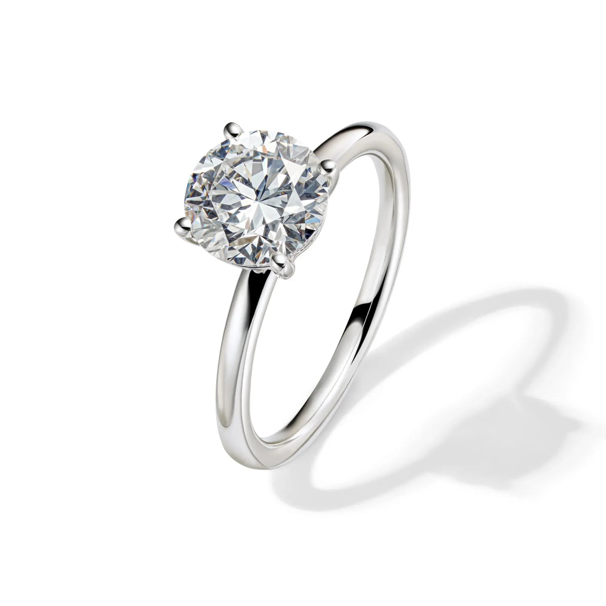 Lab Grown Diamond Solitaire Round Engagement Ring Platinum (2 CT.) White Size 9 2mm - Image 4