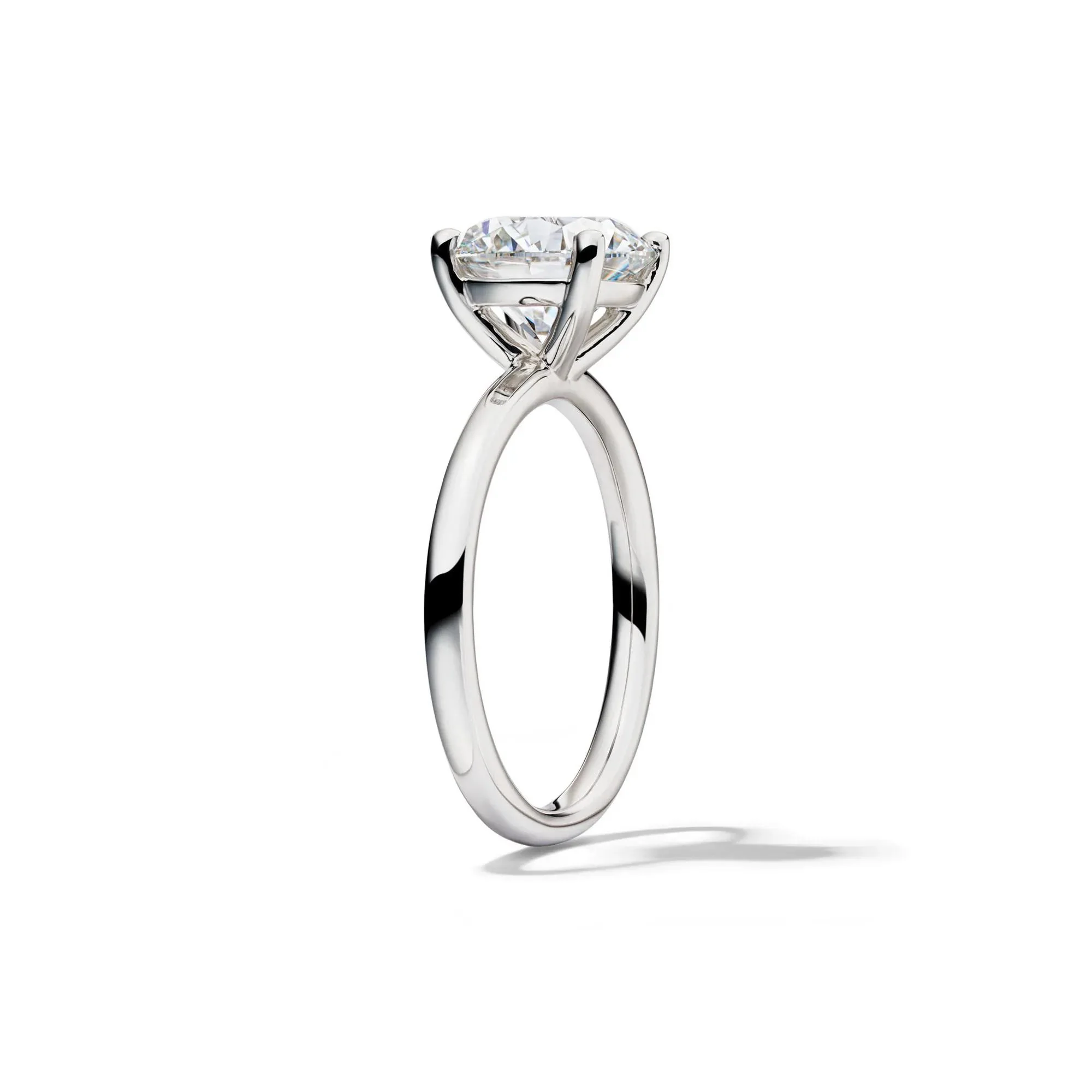 Lab Grown Diamond Solitaire Round Engagement Ring Platinum (3 CT.) White Size 4 2mm - Image 3