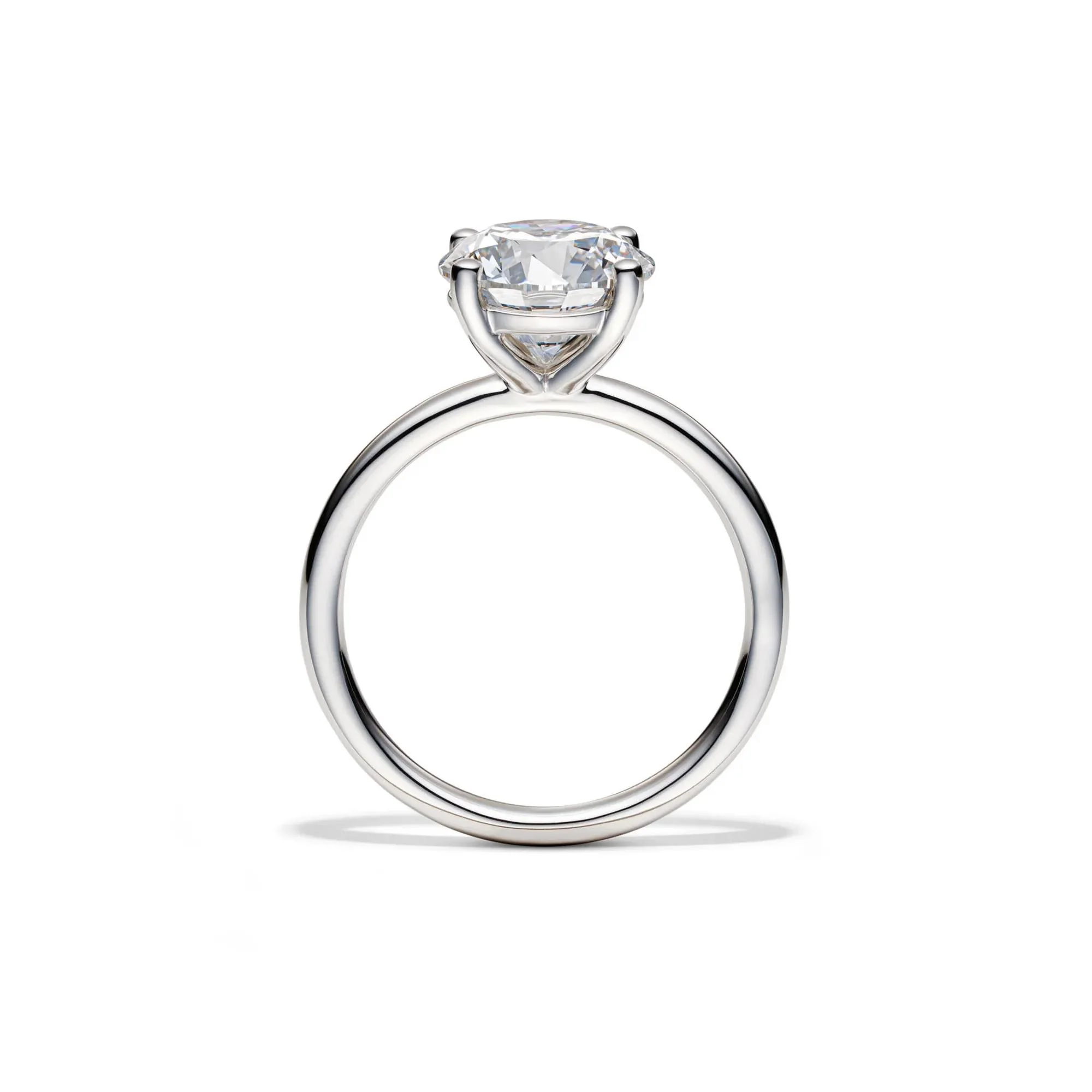 Lab Grown Diamond Solitaire Round Engagement Ring Platinum (3 CT.) White Size 5 2mm - Image 2