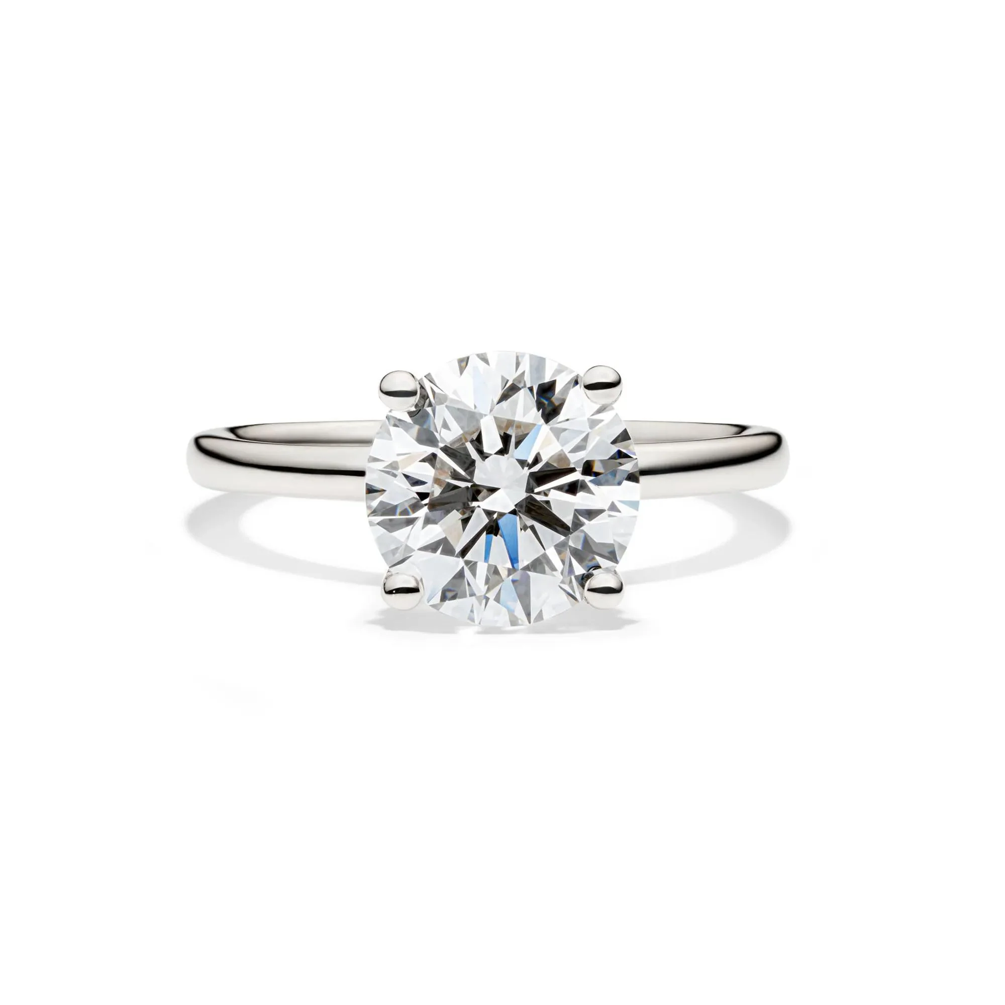 Lab Grown Diamond Solitaire Round Engagement Ring Platinum (3 CT.) White Size 6.5 2mm
