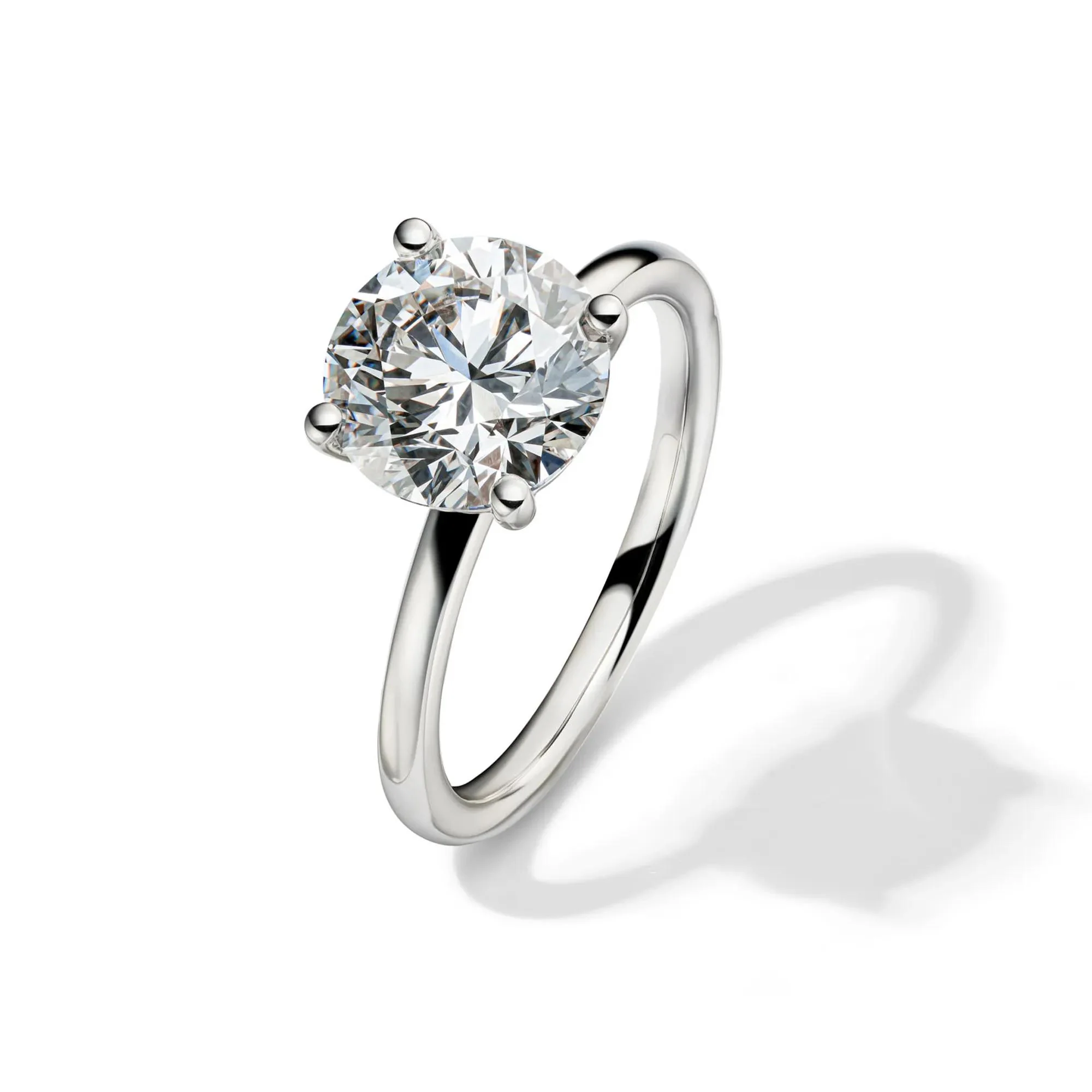 Lab Grown Diamond Solitaire Round Engagement Ring Platinum (3 CT.) White Size 6.5 2mm - Image 4