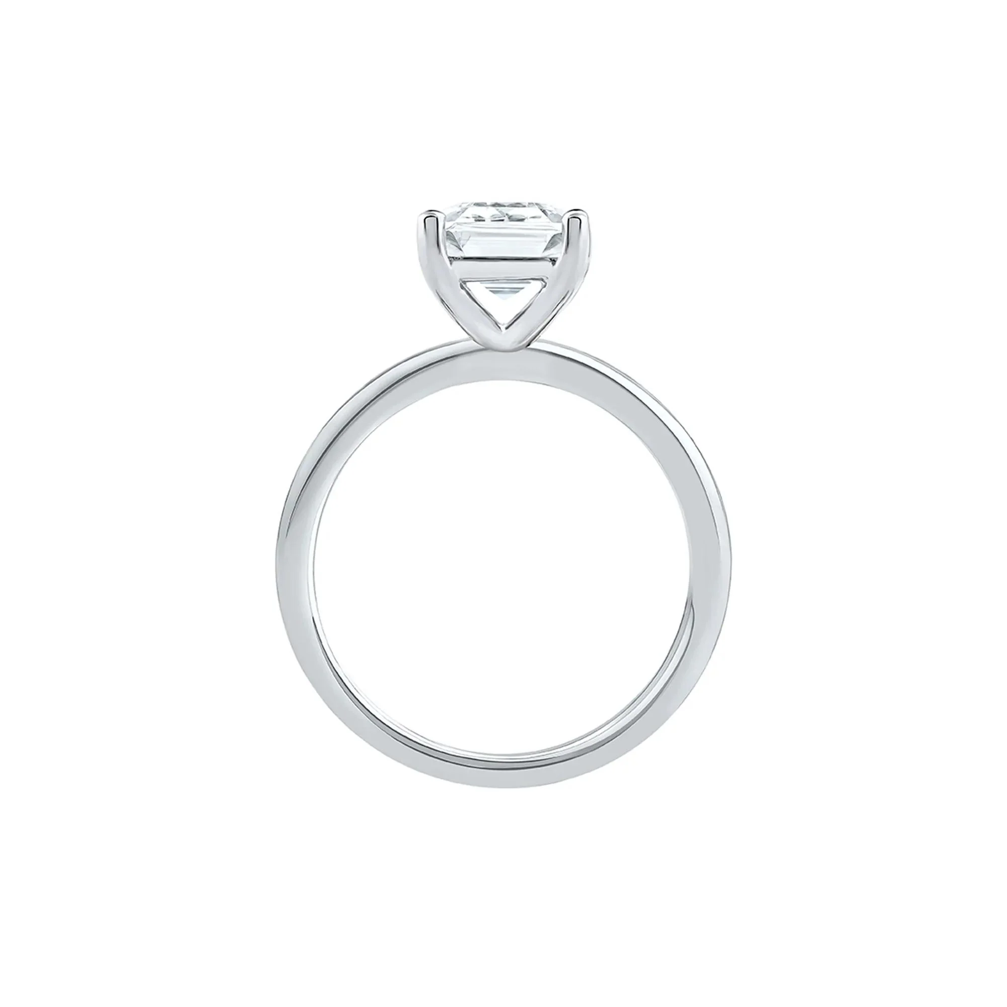 Lab Grown Diamond Emerald-Cut Solitaire Ring 14K White Gold (3 CT.) Size 9.5 2mm - Image 2