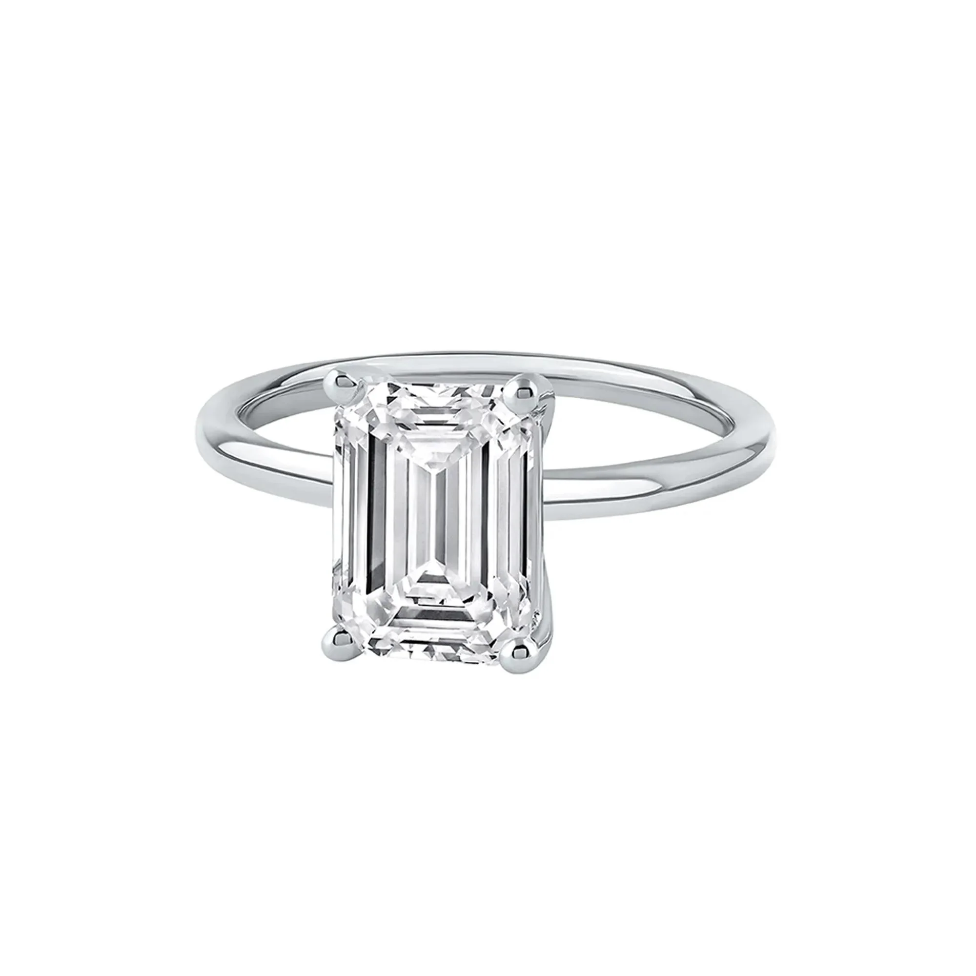 Lab Grown Diamond Emerald-Cut Solitaire Ring 14K White Gold (3 CT.) Size 9.5 2mm - Image 4