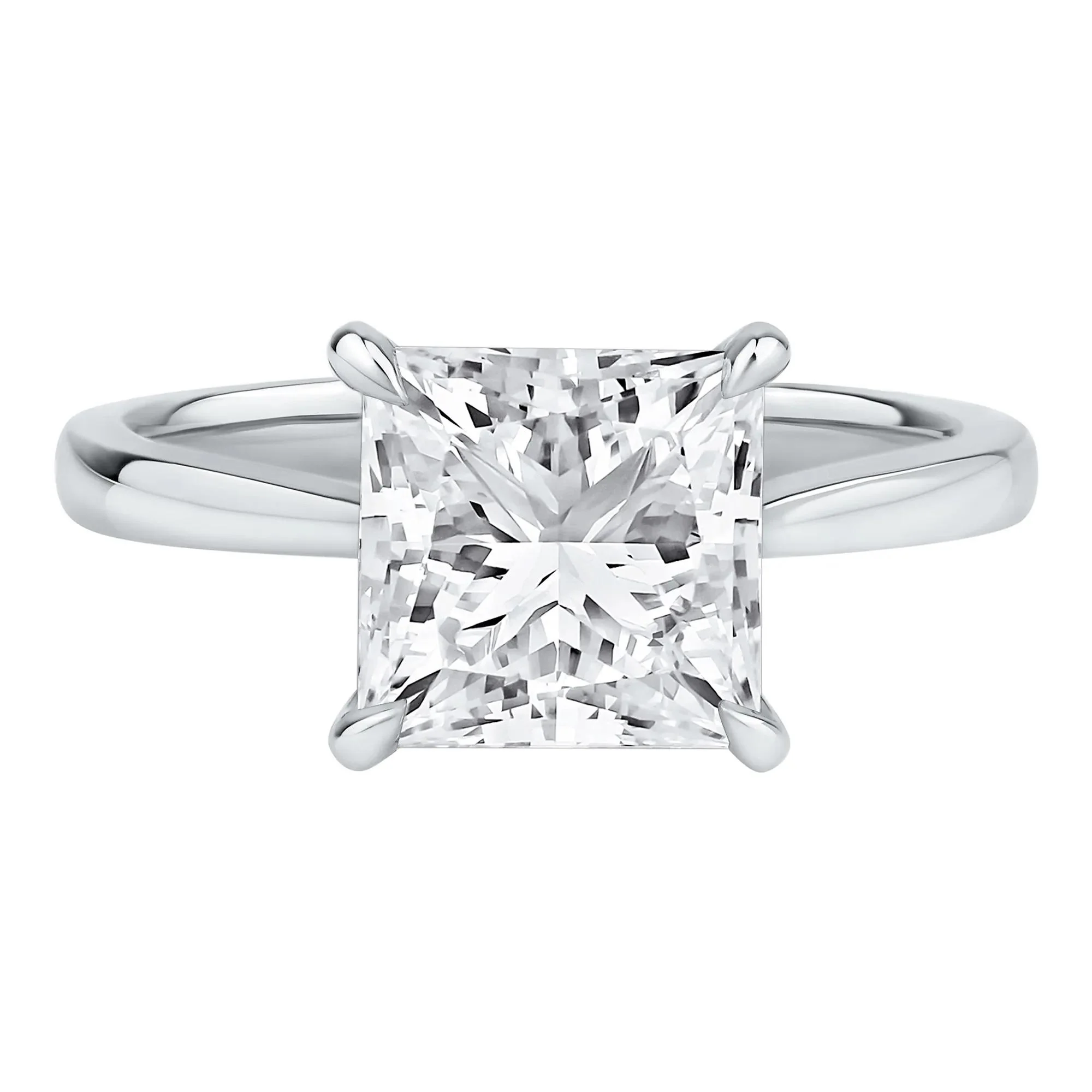 3 CT. Tw. Lab Grown Diamond Solitaire Engagement Ring Platinum Round Brilliant Cut White Size 4.5