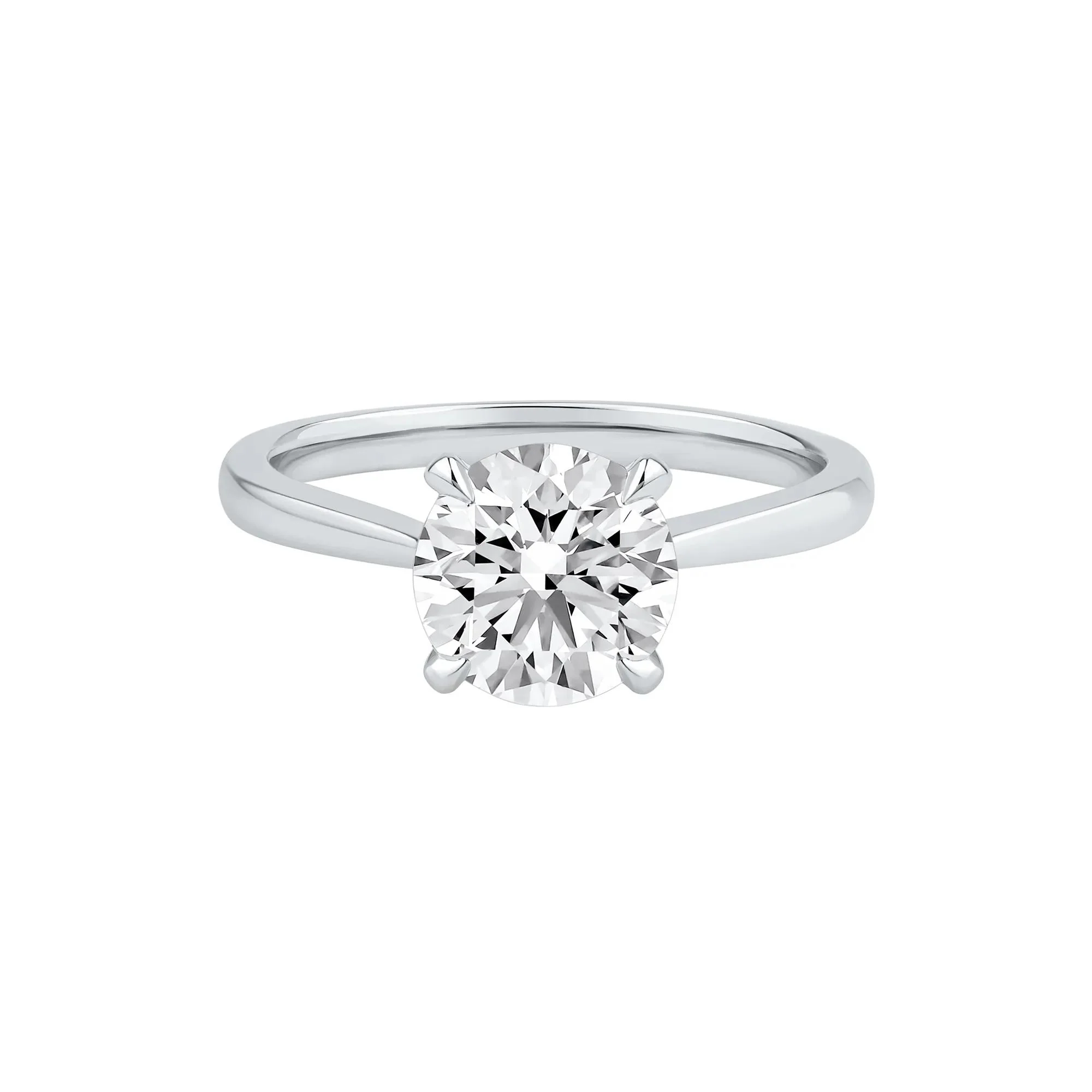 2 CT. Tw. Lab Grown Diamond Solitaire Engagement Ring Platinum Round Brilliant Cut White Size 4.5