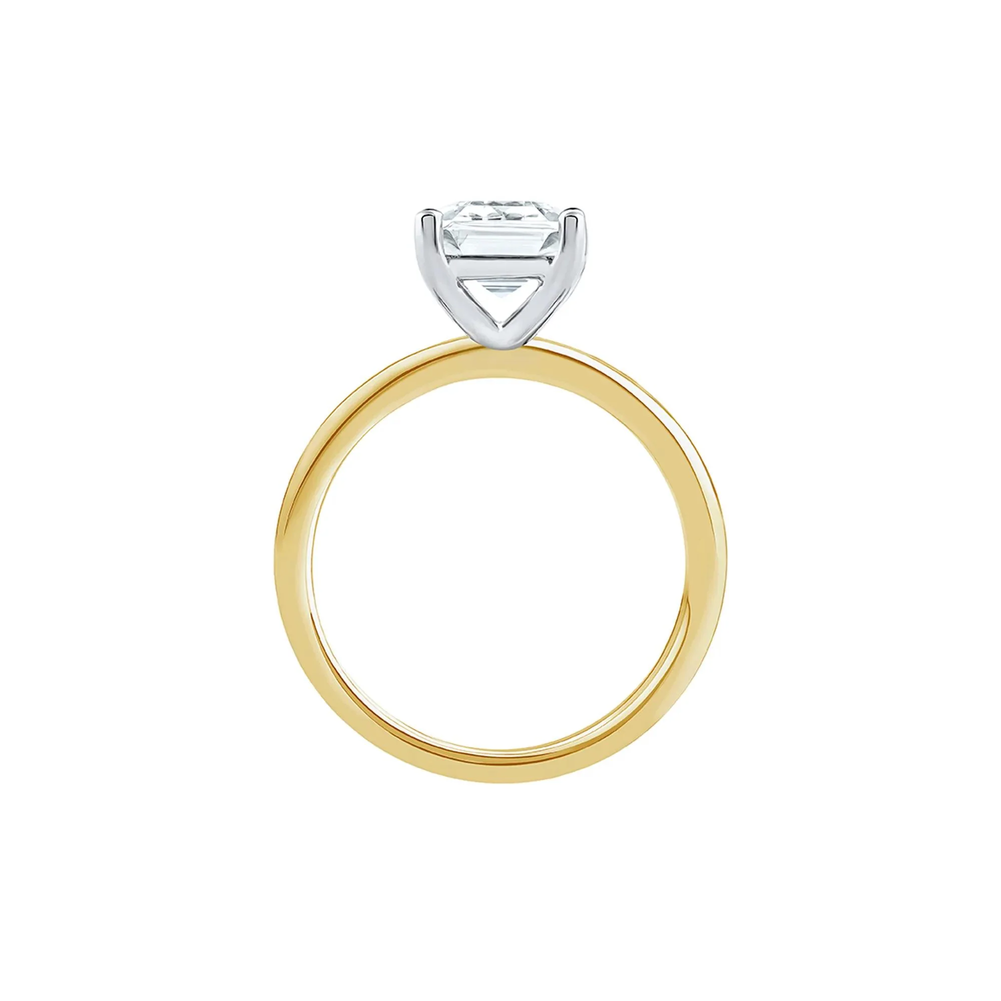 Lab Grown Diamond Emerald-Cut Solitaire Ring 14K Yellow Gold (3 CT.) Size 10 2mm - Image 2