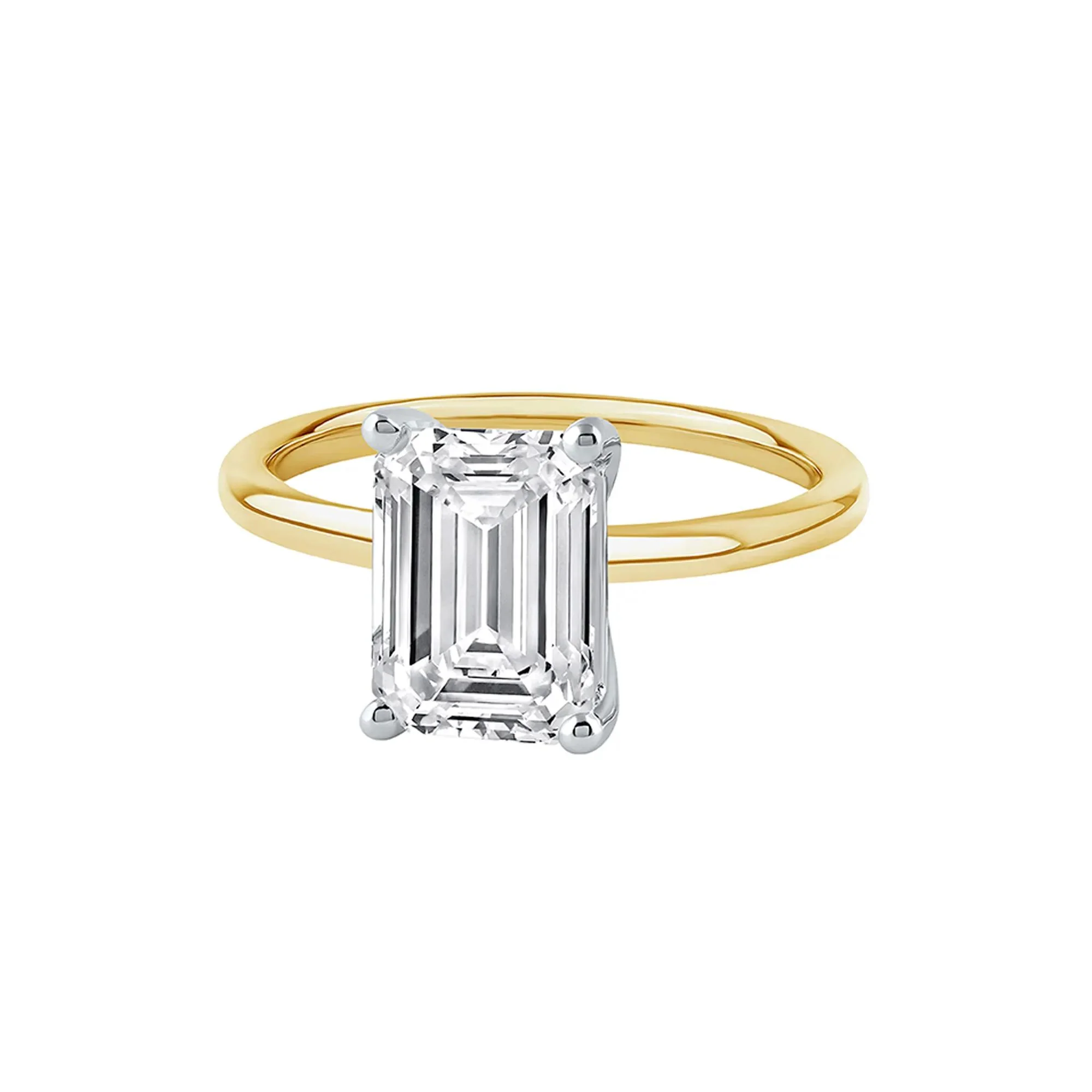 Lab Grown Diamond Emerald-Cut Solitaire Ring 14K Yellow Gold (3 CT.) Size 9 2mm - Image 4