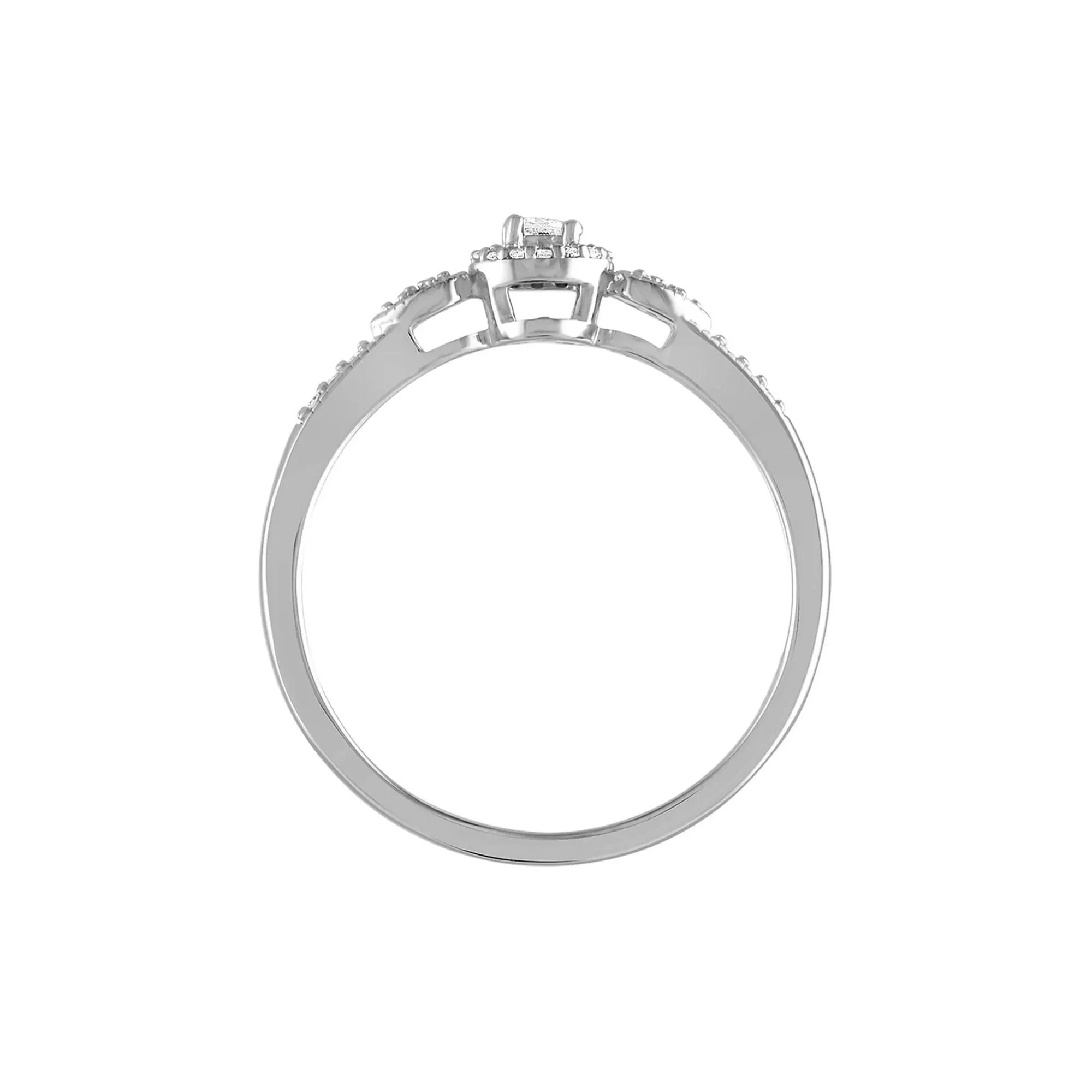 1/10 CT. Tw. Diamond Promise Ring .925 Sterling Silver Round Brilliant Cut White Size 6 - Image 2