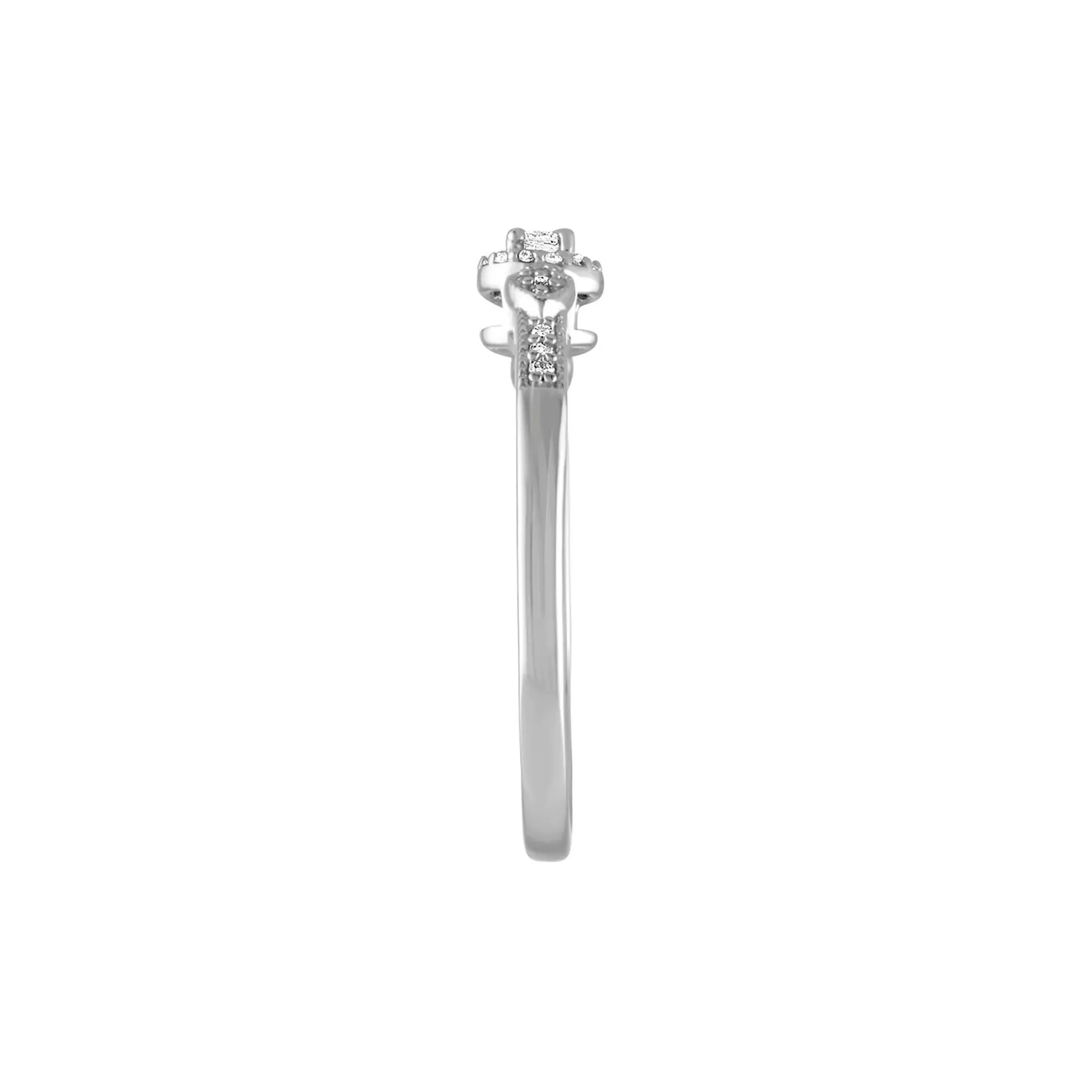 1/10 CT. Tw. Diamond Promise Ring .925 Sterling Silver Round Brilliant Cut White Size 7.5 - Image 3
