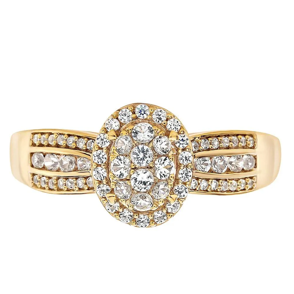 1/2 CT. Tw. Diamond Ring 10K Yellow Gold Round Brilliant Cut Size 7.5
