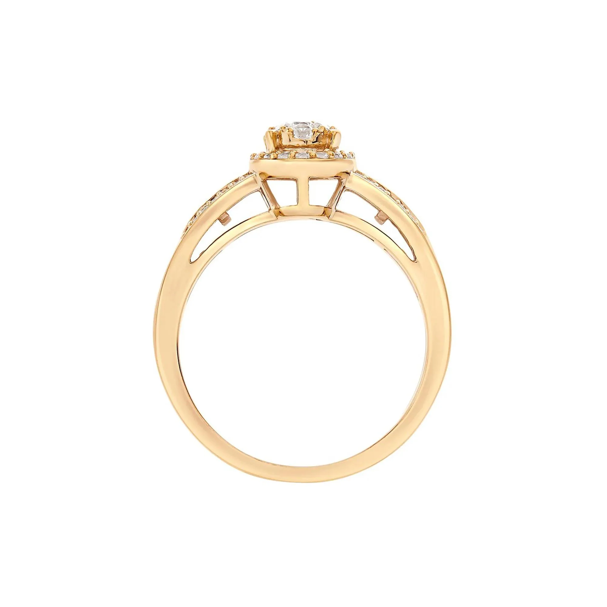 1/2 CT. Tw. Diamond Ring 10K Yellow Gold Round Brilliant Cut Size 8 - Image 2