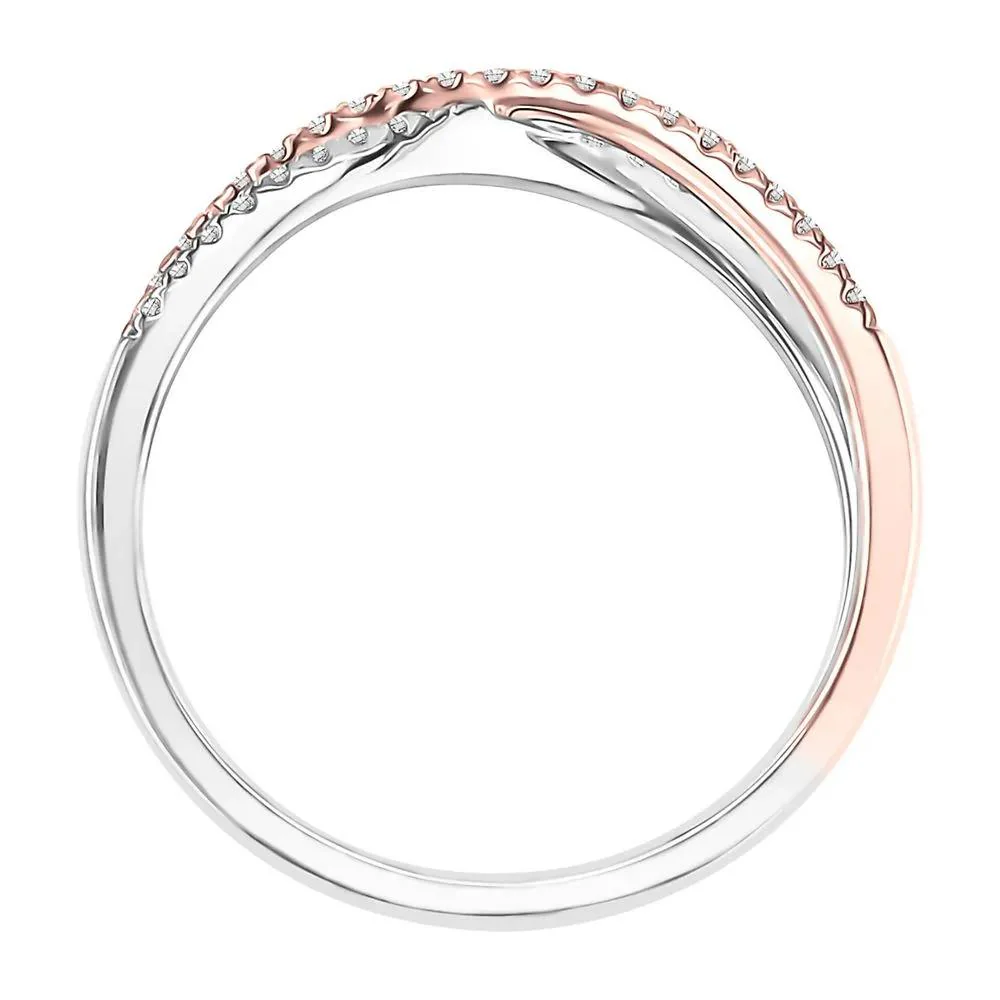 1/7 CT. Tw. Diamond Criss Cross Ring 10K White & Rose Gold Round Brilliant Cut Size 7 - Image 3