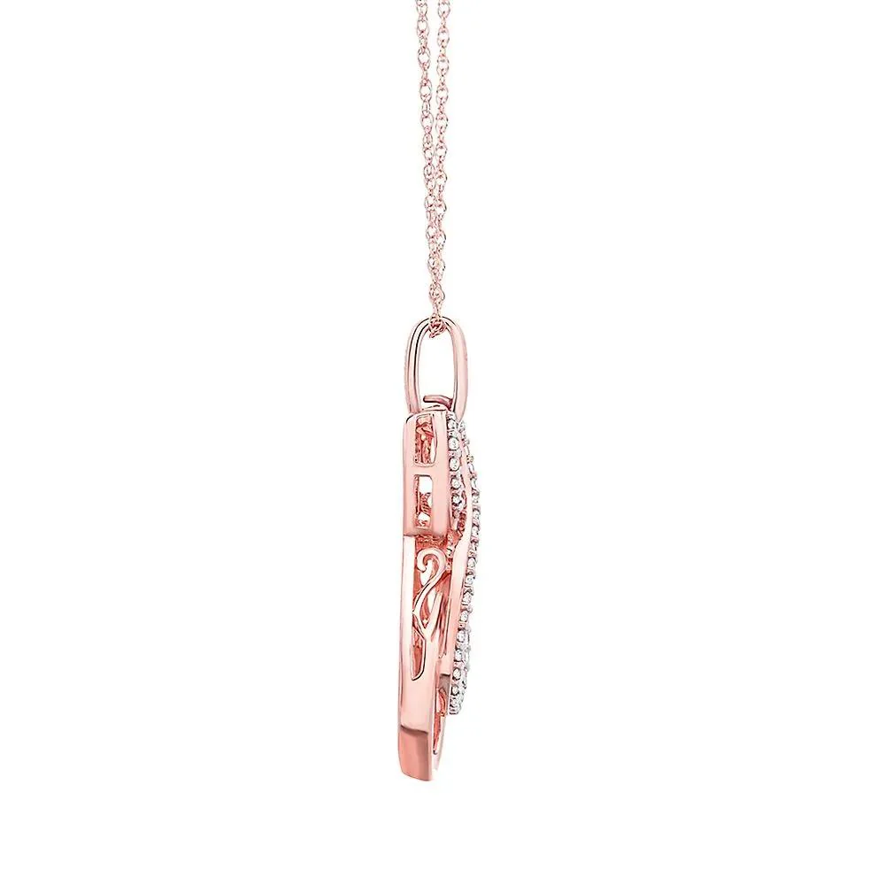 1/10 CT. Tw. Diamond Infinity Pendant Necklace 10K Rose Gold Size 18" - Image 2