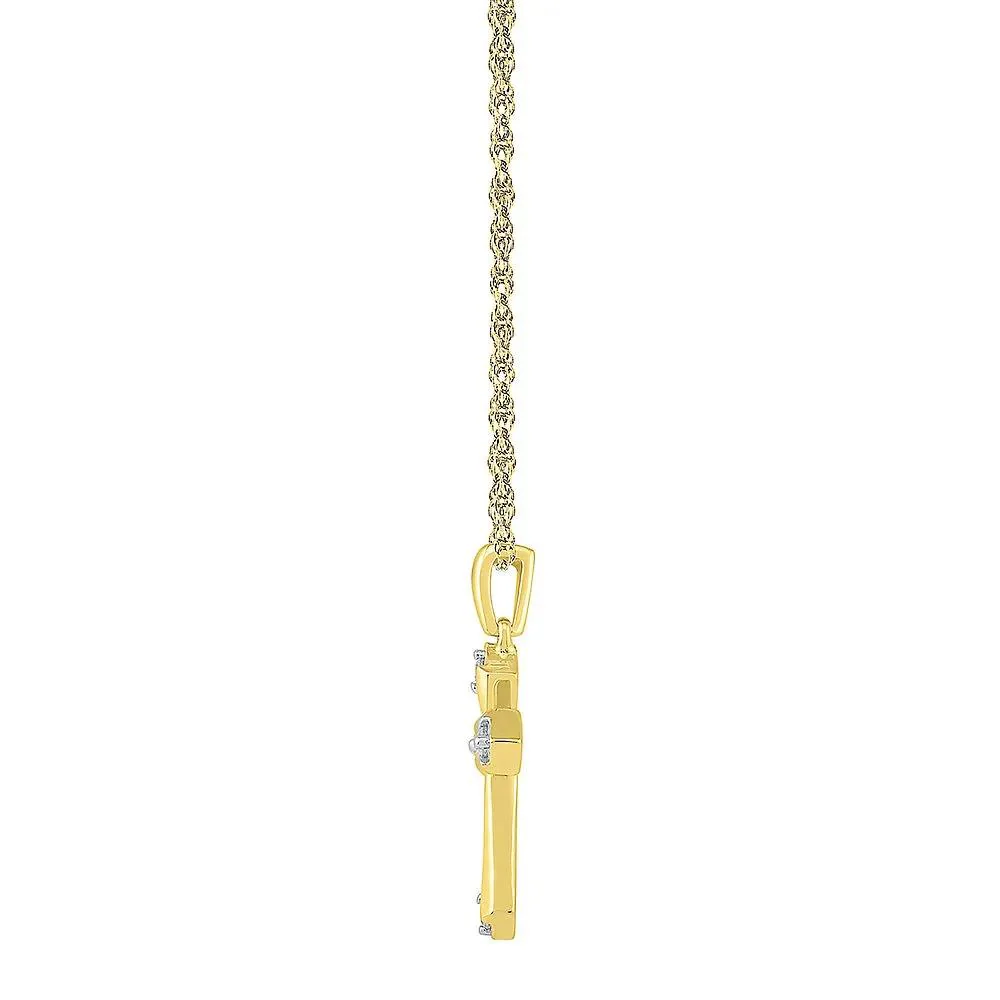 1/10 CT. Tw. Diamond Cross Pendant Necklace 10K Yellow Gold Size 18" - Image 2