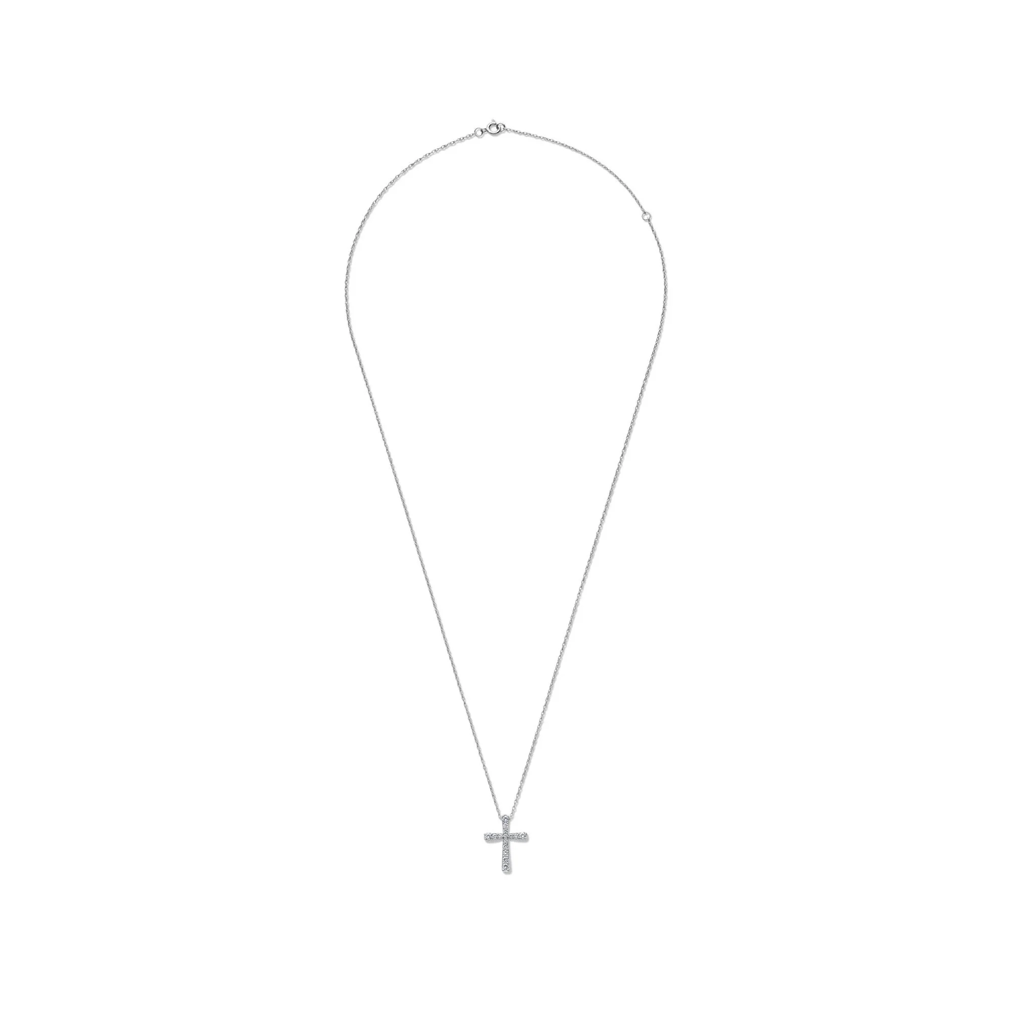 1/4 CT. Tw. Diamond Flared Cross Pendant Necklace 10K White Gold Size 18" - Image 3