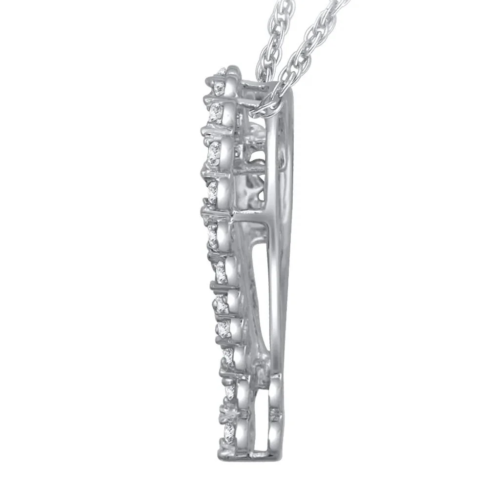 1/10 CT. Tw. Diamond Journey Heart Pendant Necklace 10K White Gold Size 18" - Image 2