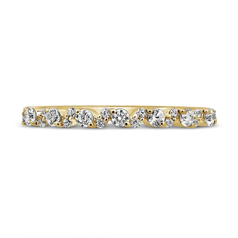 1/4 CT. Tw. Diamond Stacking Ring with Zigzag Setting 10K Yellow Gold Size 7