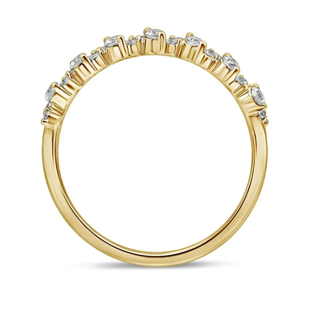 1/4 CT. Tw. Diamond Stacking Ring with Zigzag Setting 10K Yellow Gold Size 7 - Image 2
