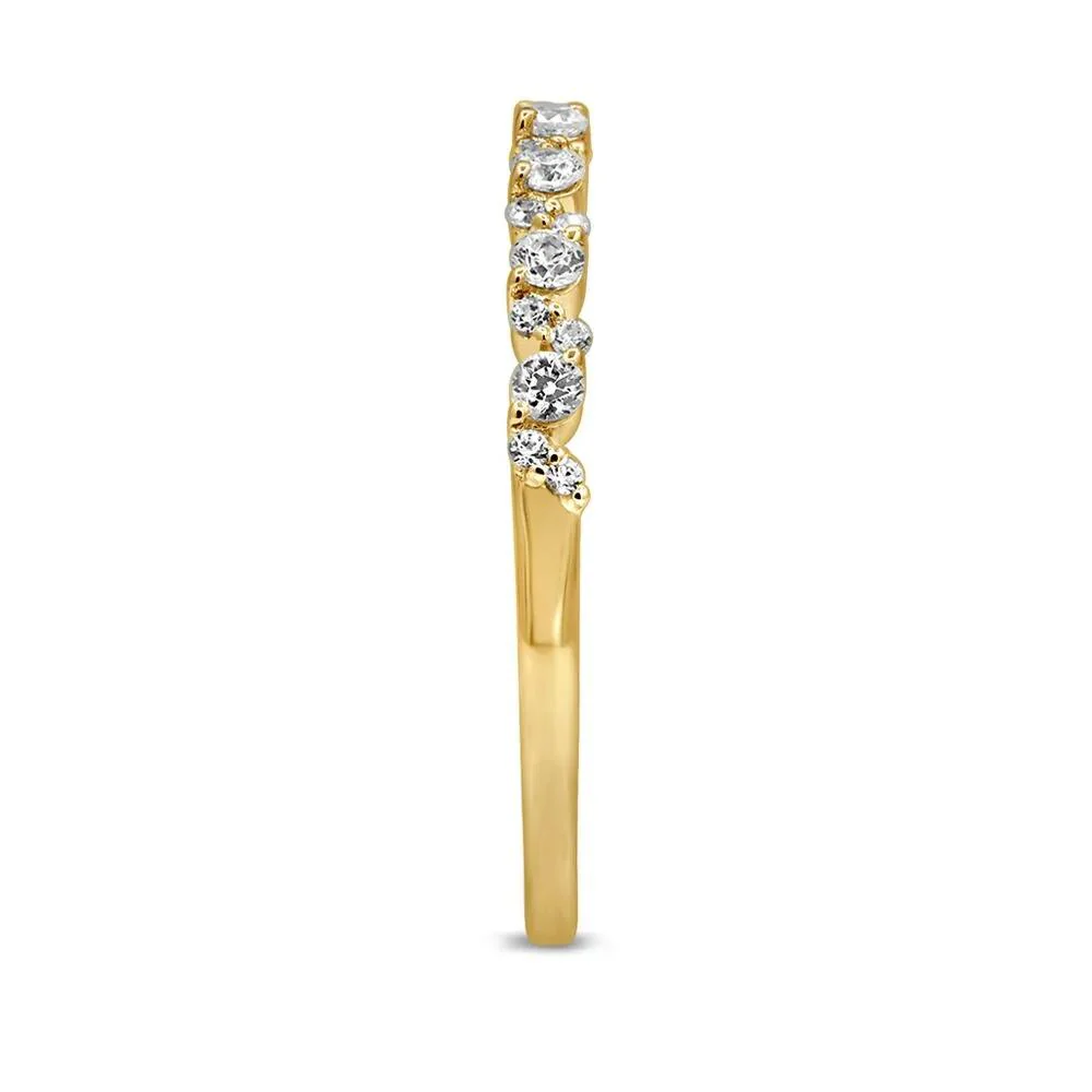 1/4 CT. Tw. Diamond Stacking Ring with Zigzag Setting 10K Yellow Gold Size 7 - Image 3