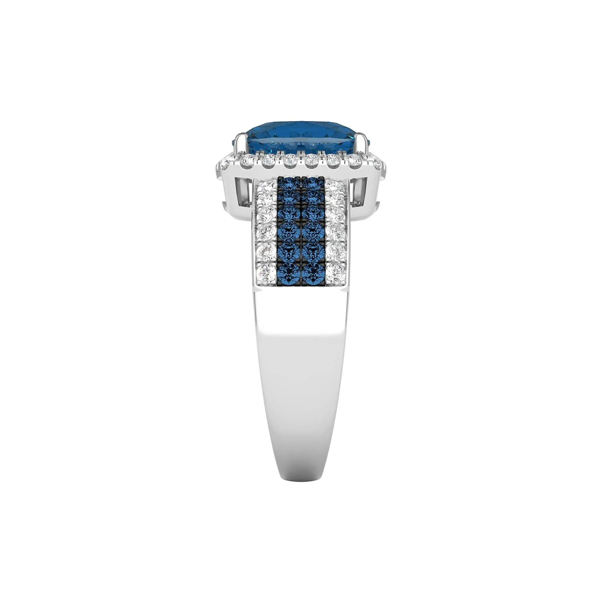 3/4 CT. Tw. London Blue Topaz & Diamond Ring 14K White Gold Size 8.5 - Image 3
