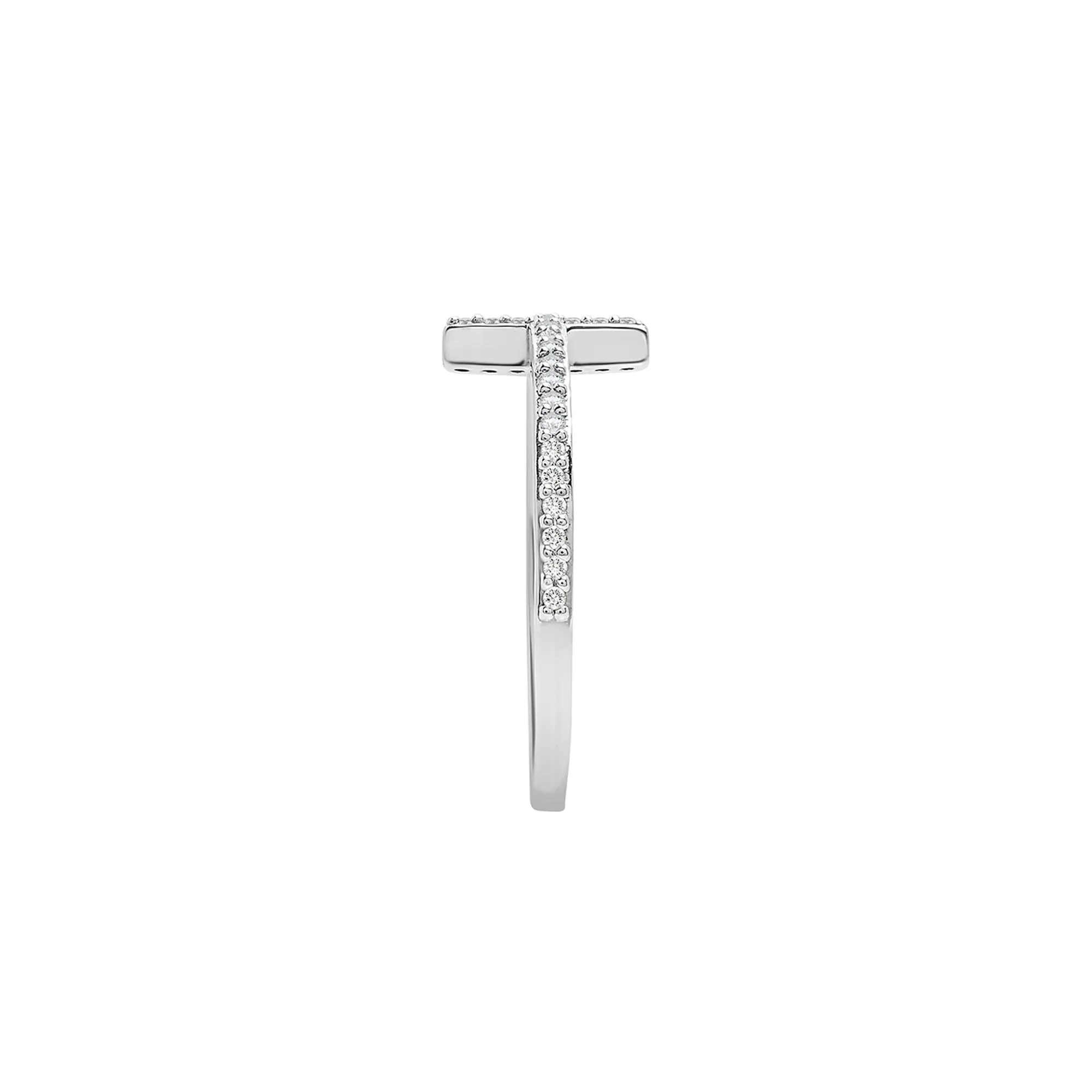 1/8 CT. Tw. Diamond Cross Ring .925 Sterling Silver White Size 9.5 - Image 3