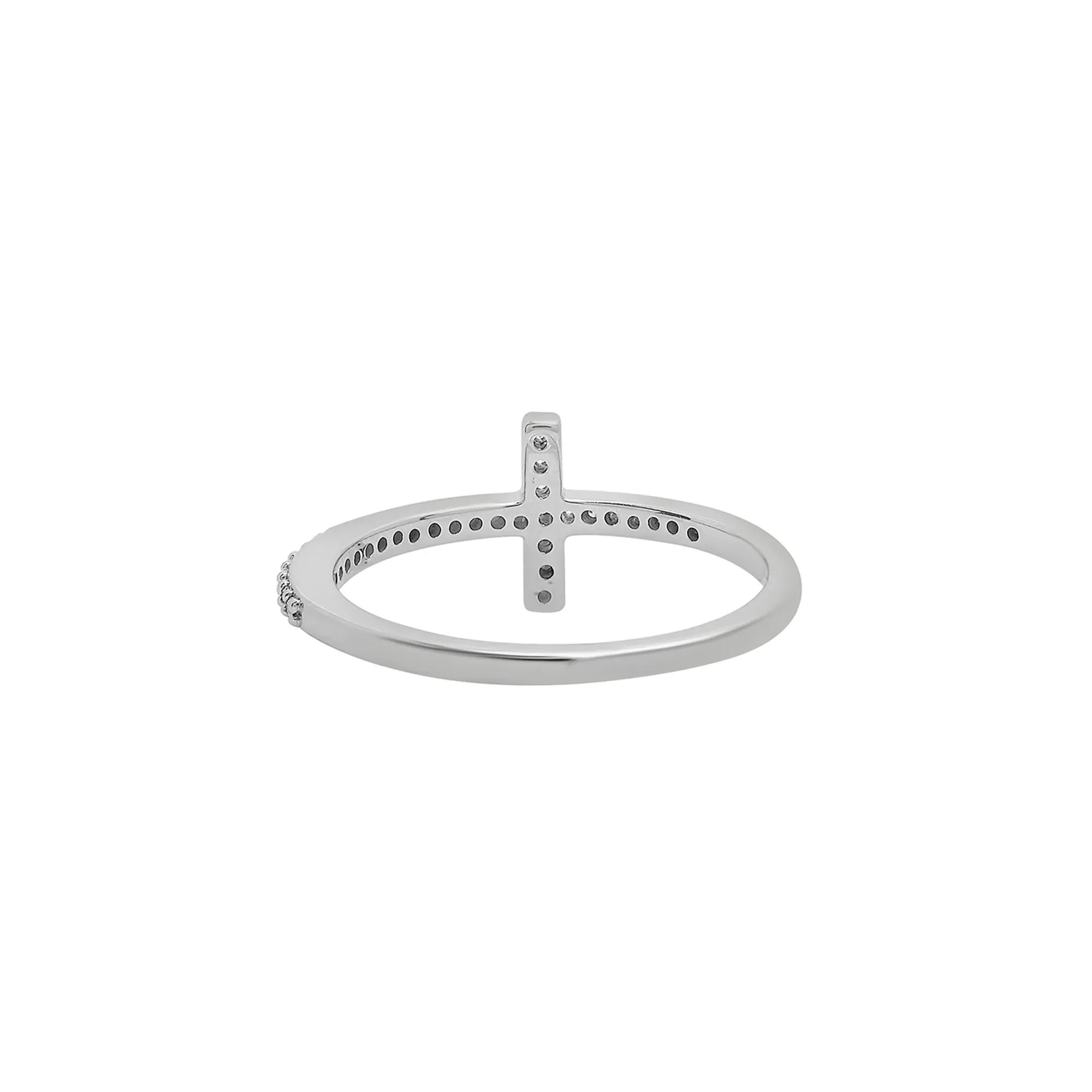 1/8 CT. Tw. Diamond Cross Ring .925 Sterling Silver White Size 9.5 - Image 5