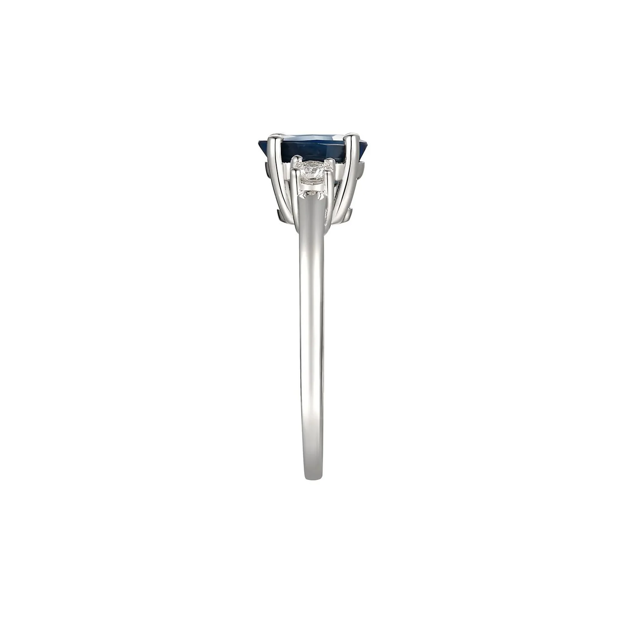 1/5 CT. Tw. Sapphire & Diamond Ring 14K White Gold Round Brilliant Cut Size 6 - Image 3