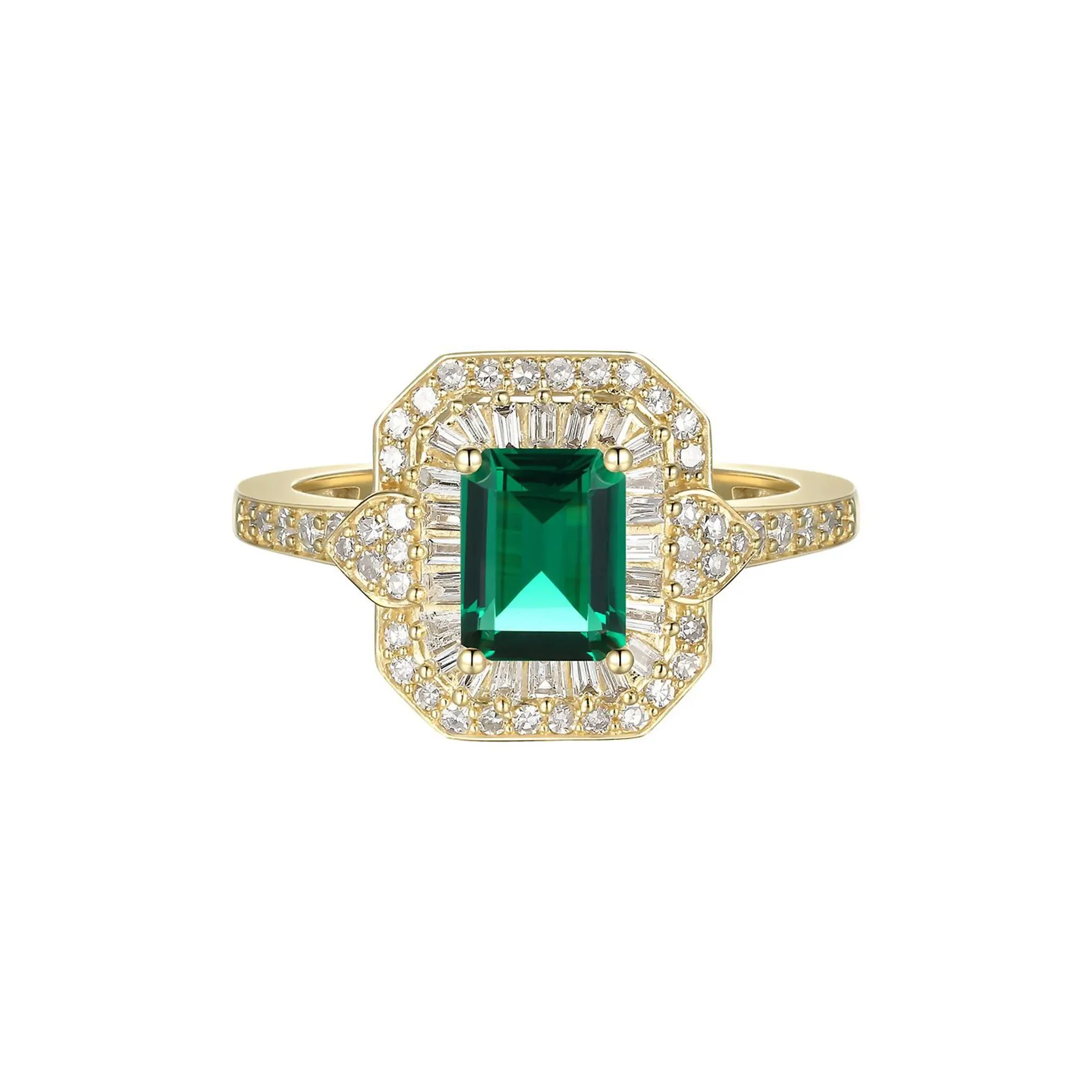 3/8 CT. Tw. Emerald & Diamond Ring 10K Yellow Gold Size 6.5