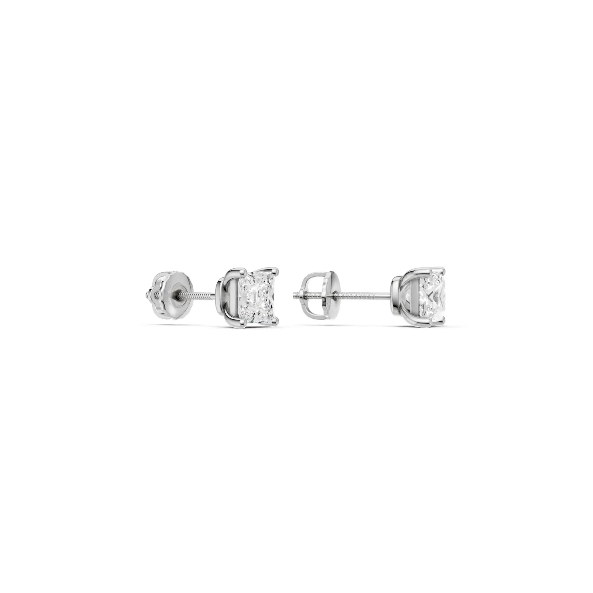 1/2 CT. Tw. Lab Grown Diamond Earrings with Princess Cut 14K White Gold Size 5.60mm - Image 3